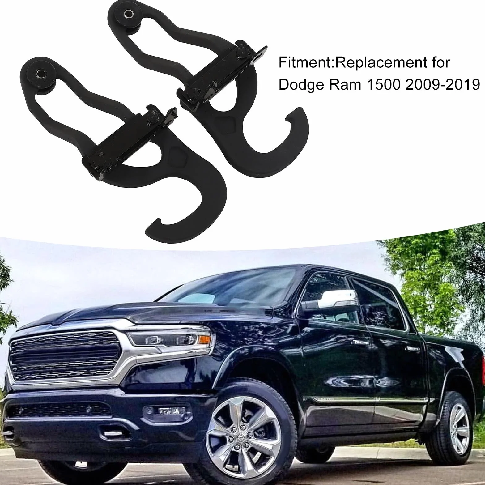 Zestaw Przednich Haków Holowniczych z Ramką Zderzaka 68196982AA 82210967 Zamiennik dla Dodge Ram 1500 2009-2019 Lewy Kierowca Po Prawej Stronie Po Stronie Pasażera Heavy Duty Steel