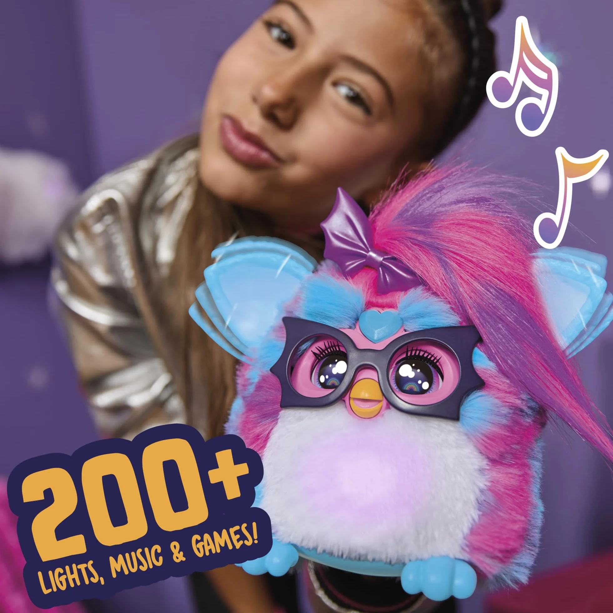 Interaktywna pluszowa zabawka elektroniczna Furby Vibes Blue Razz dla dziewczynek i chłopców w wieku od 6 lat