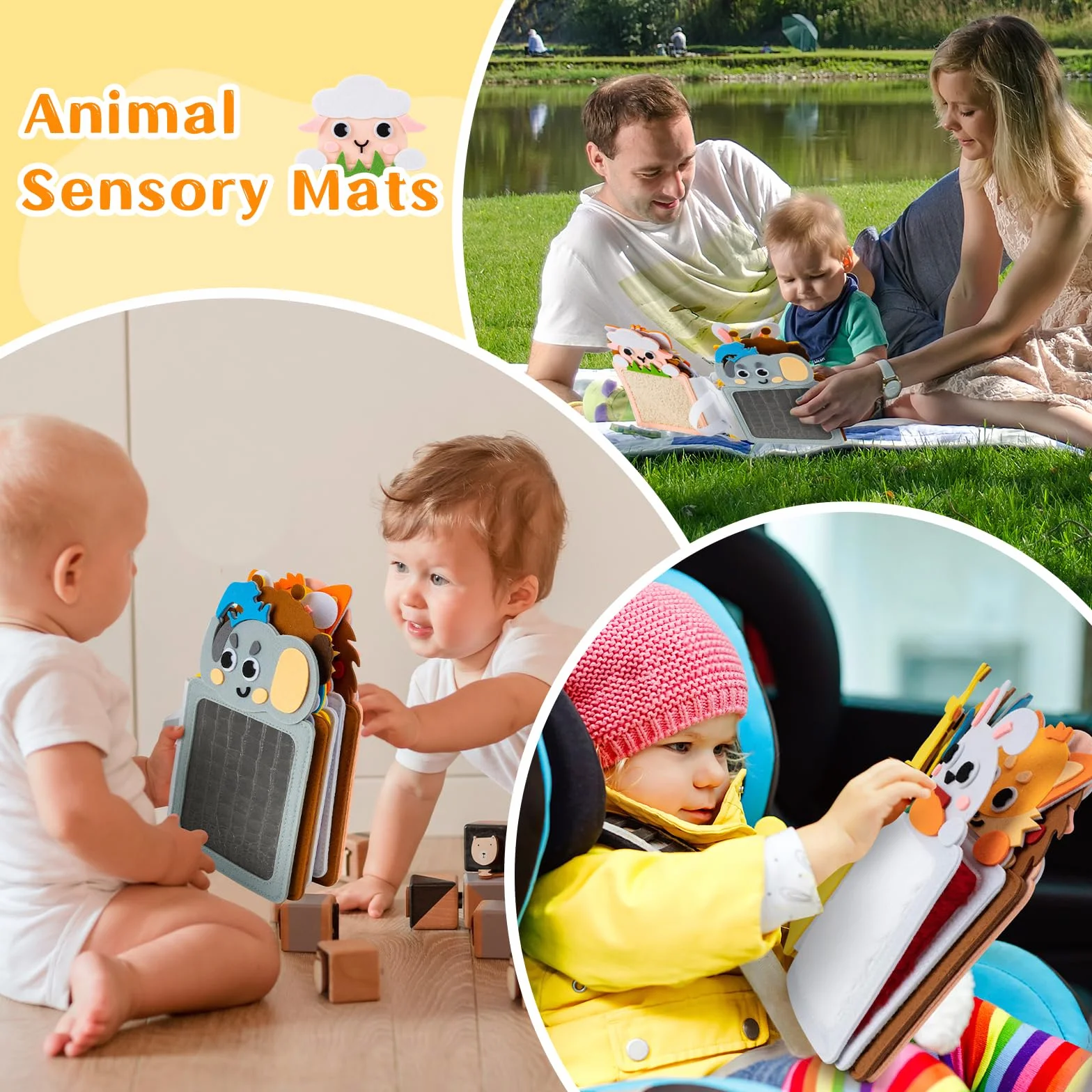8 SZTUK Mata sensoryczna dla niemowląt: zabawki sensoryczne dla niemowląt i małych dzieci - maty sensoryczne dla zwierząt tekstura dotykowa dla dzieci autyzm