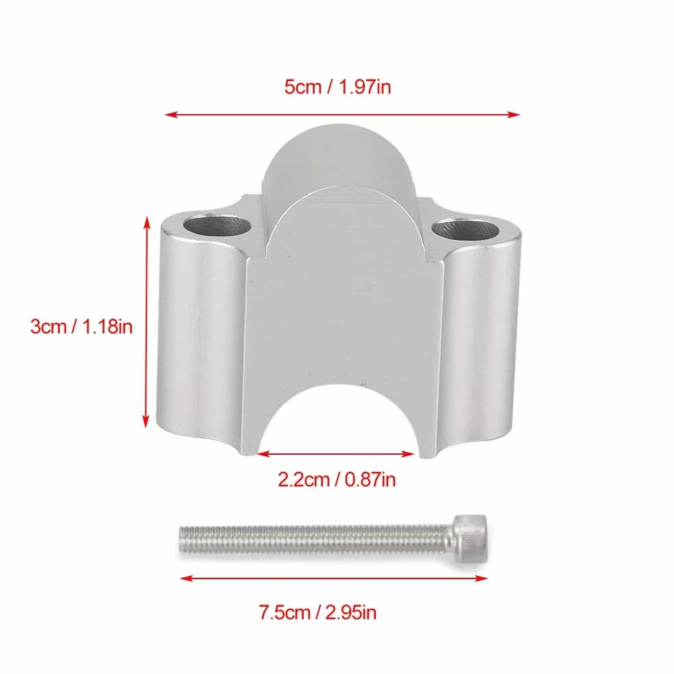 Riser Kierownica Uniwersalny Ze Stopu Aluminium 7/8'' 22 mm z Zaciskiem Zwiększonym do Motocykla Dirt Bike ATV (Srebrny chrom)