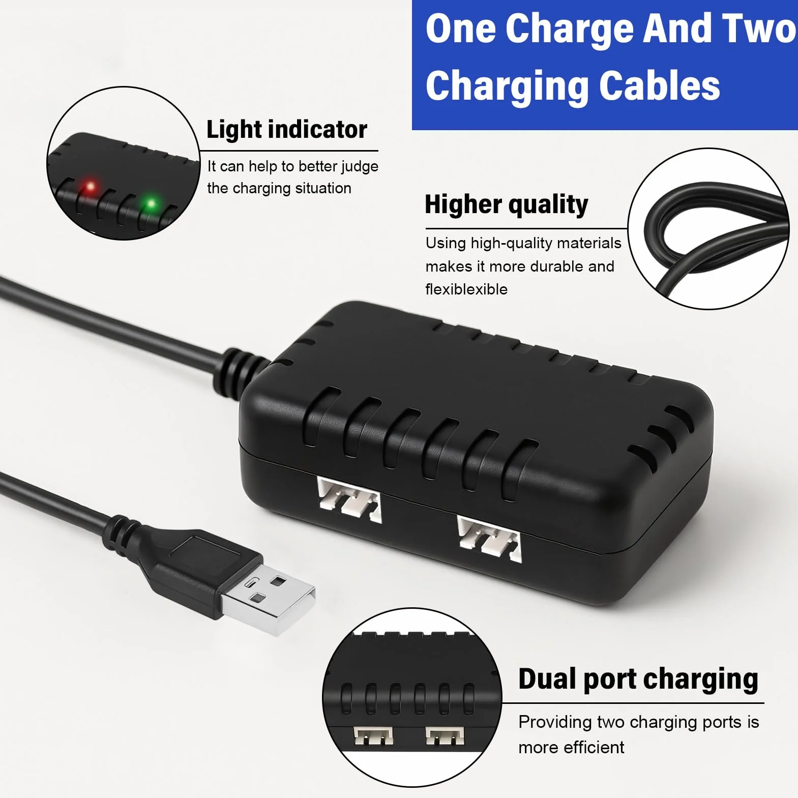 Ładowarka 7,4 V Lipo - z kablem USB do szybkiego ładowania 2 w 1