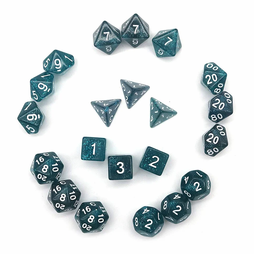 DollaTek Glitter Point Polyhedral Dice Set Gry sto?owe Ko?ci 3 zestawy ko?ci 3 x 7 (21 sztuk) Die Series D20 D12 D10 D8 D6 D4 DND DND RPG MTG Double Colors One Piece (niebieski)