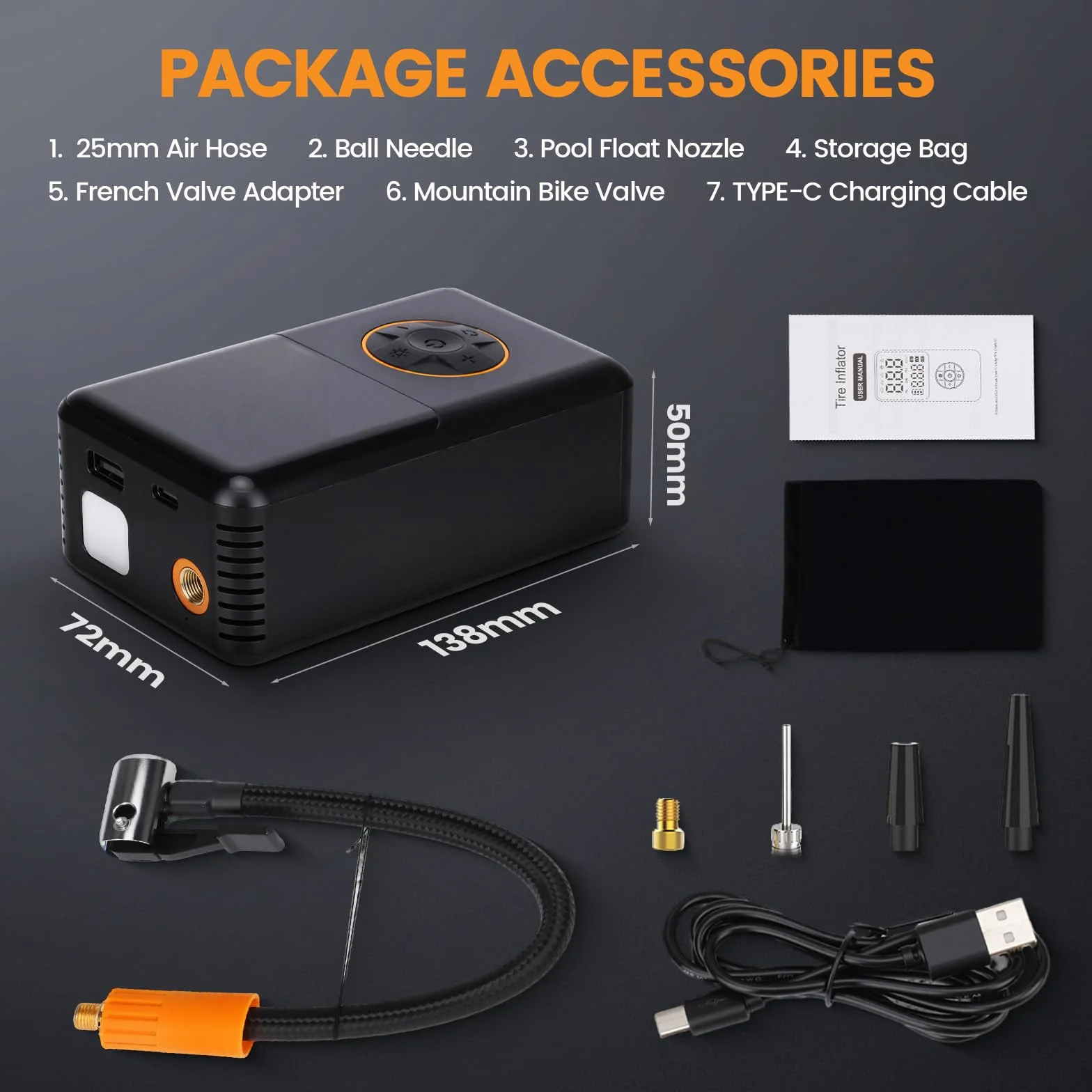 Elektryczna pompka powietrza 150 PSI,Kompresor Powietrza Przenośny,automatyczne zatrzymanie,4000 mAh Pompka do Opon Samochodowych z Ekran LCD Lampą LED Ładowanie USB do Motocykli/Piłek/rowerów