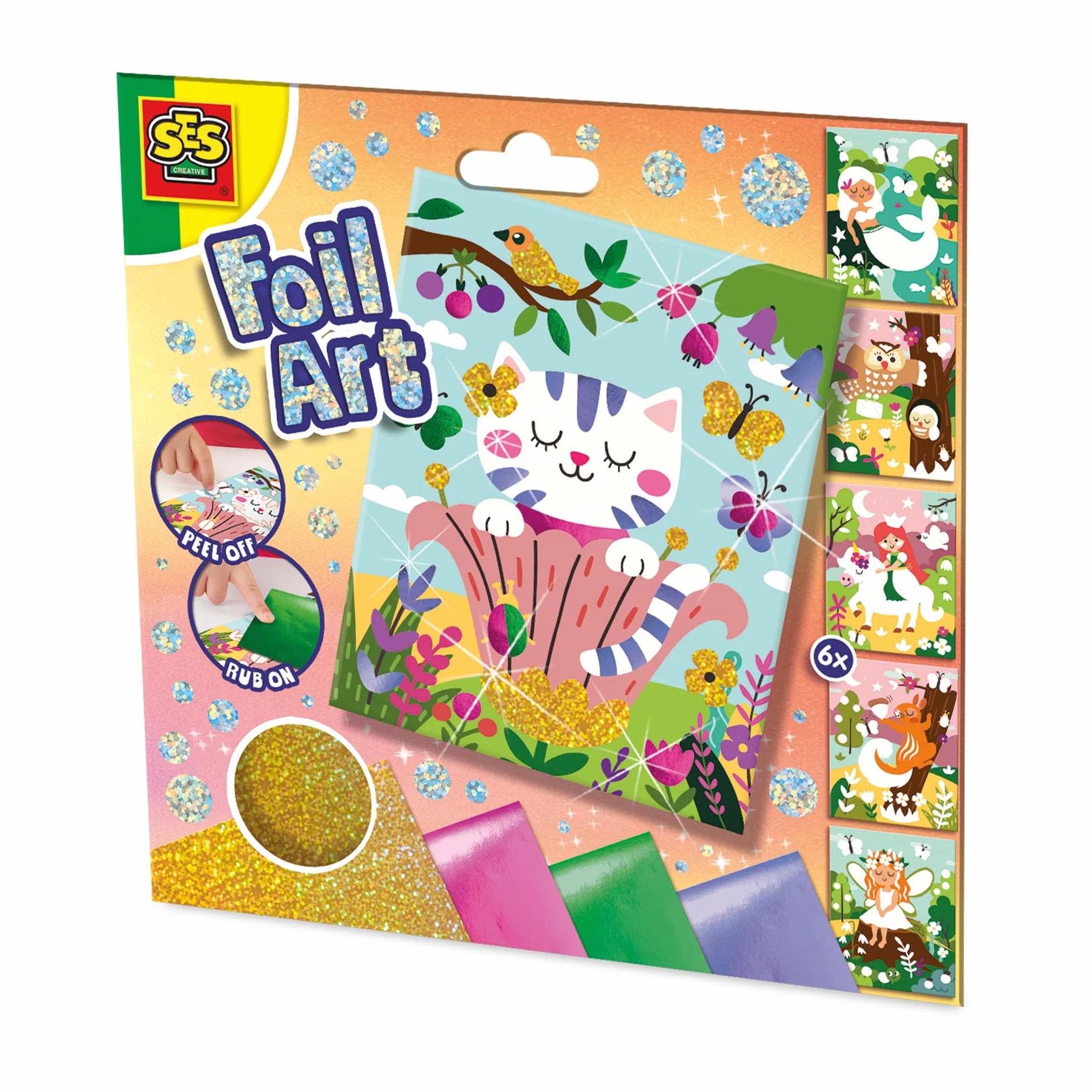 SES Creative - Foil Art-Forest wonders - zestaw do majsterkowania dla dzieci - folia do haftowania dla dzieci - cztery różne rodzaje folii - od 5 lat
