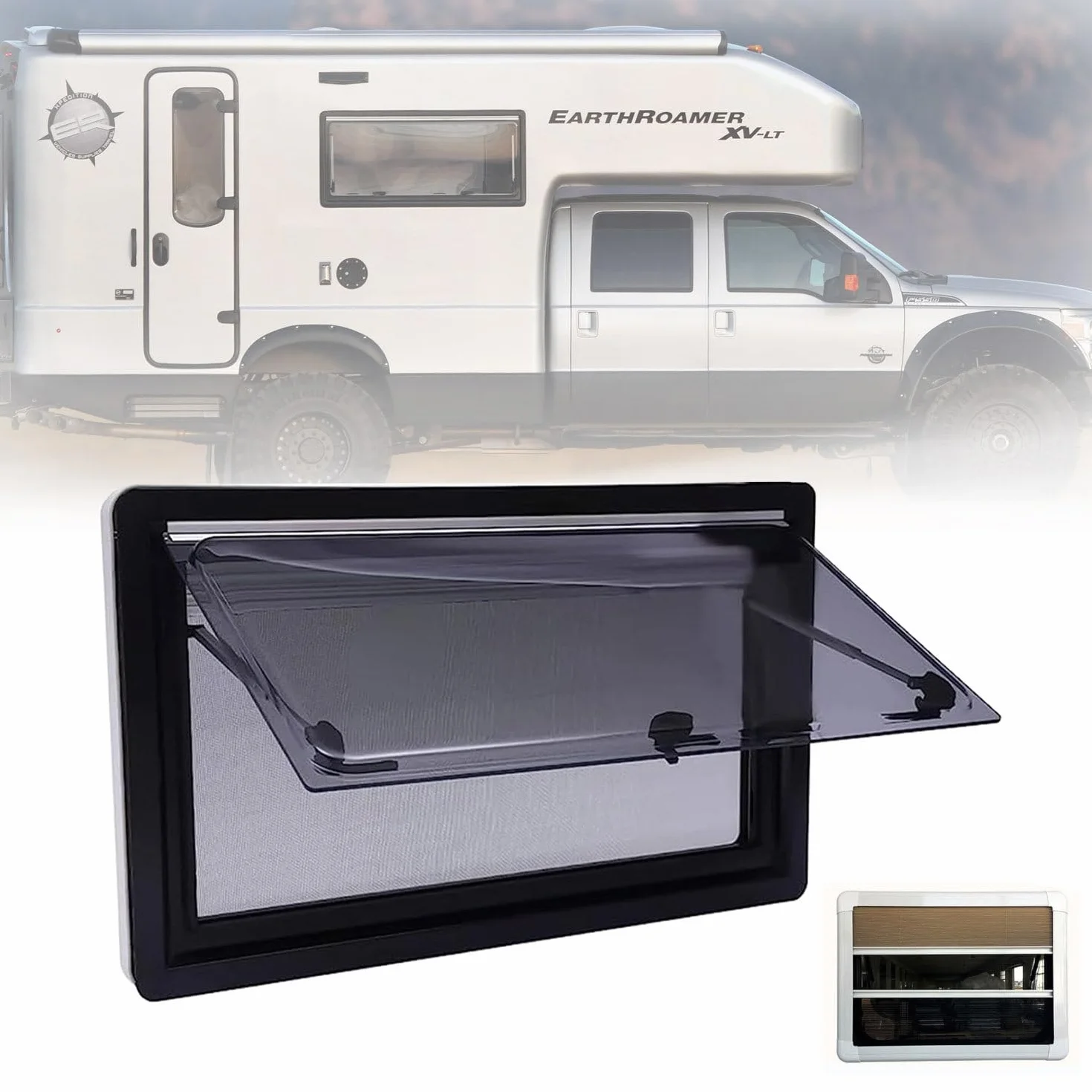 Okno Do Kampera 90x55cm Pionowe Przesuwanie Z Ekranem Przeciw Szkodnikom