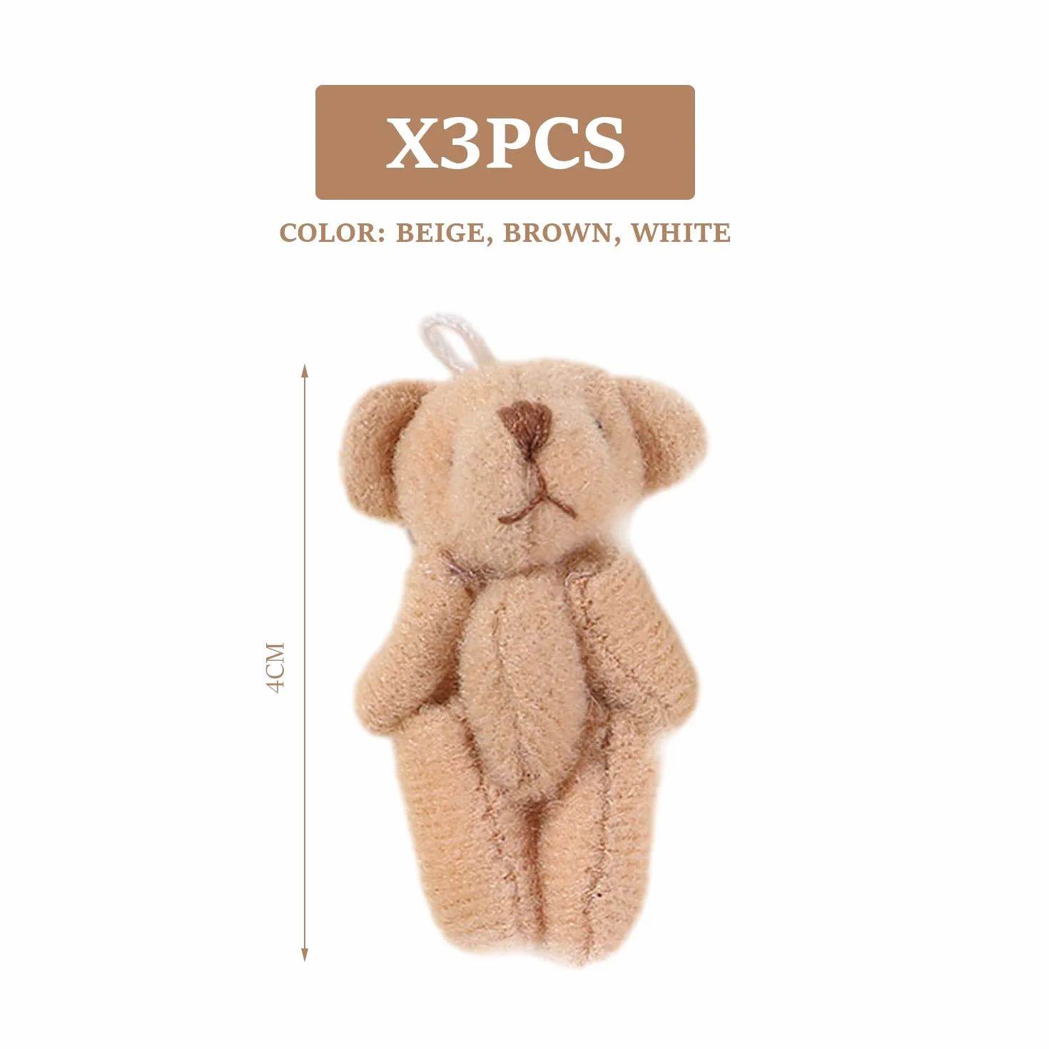3 sztuki zawieszek w kształcie misia, 4 cm duże pluszowe misia, mini misi, pluszowe zwierzątko, lalki niedźwiedzia, dekoracje niedźwiedzia