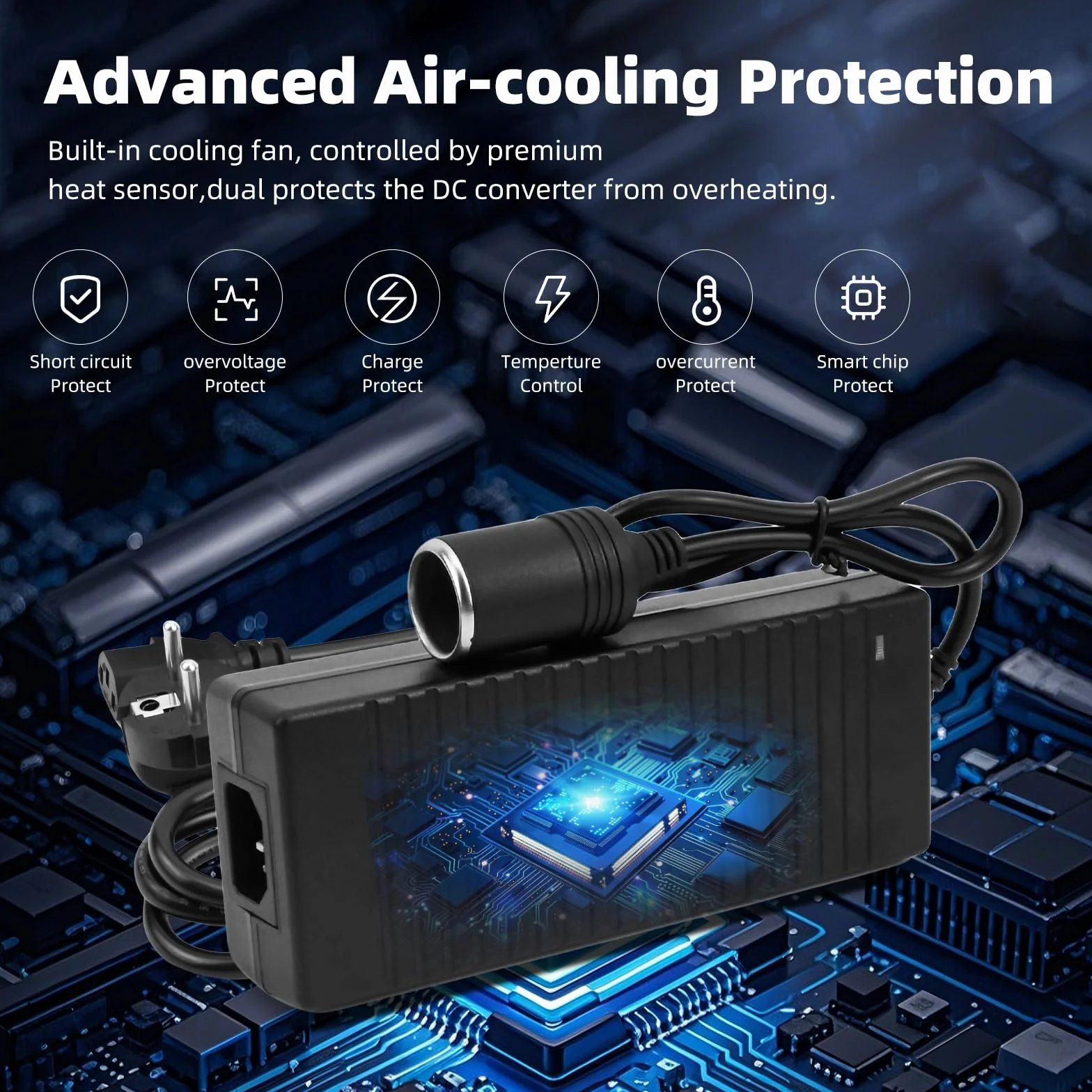 Przetwornica napięcia 230 V na 12 V 180 W 15 A adapter samochodowy do gniazda zapalniczki AC na DC