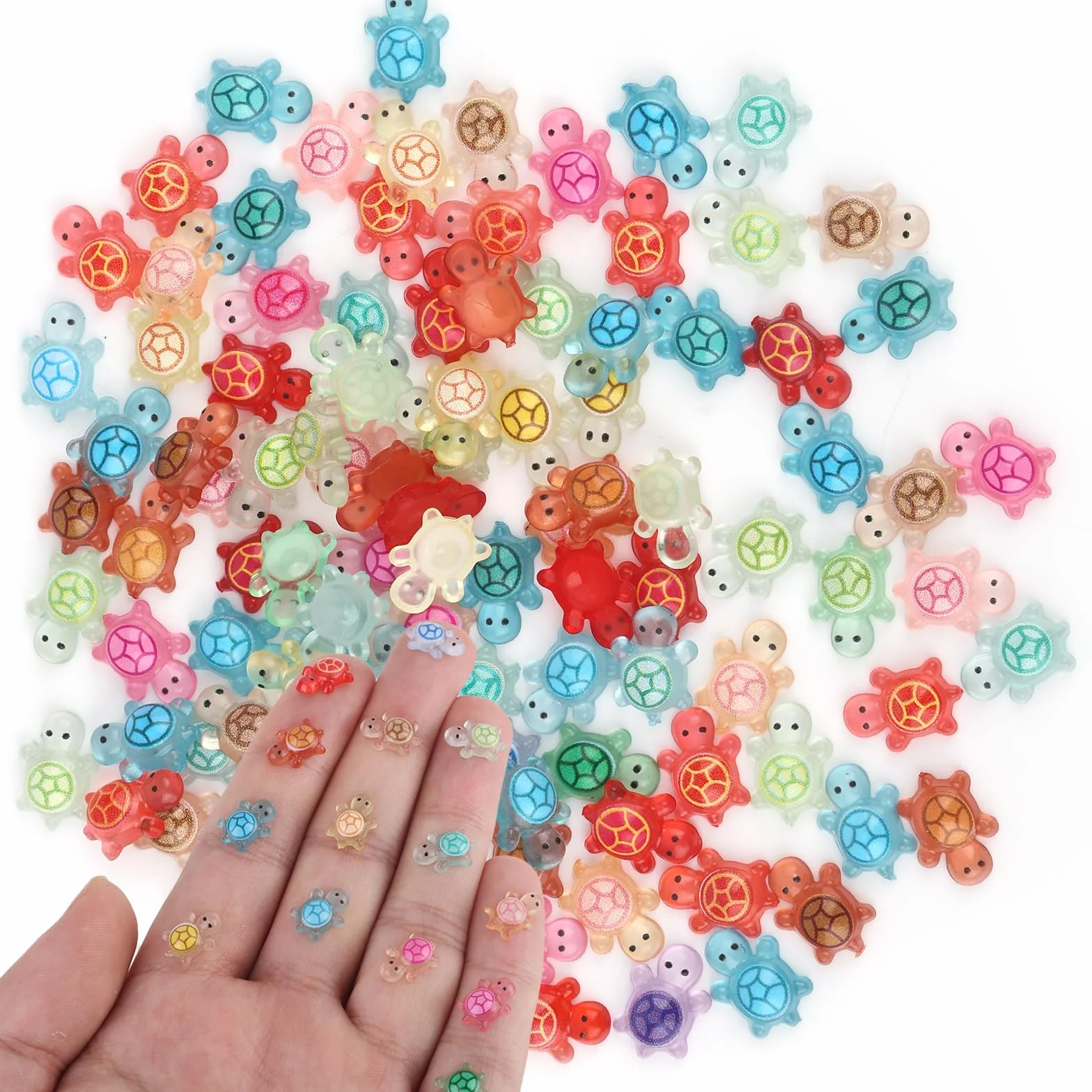 100szt Świecących Mini Żywicznych Żółwi, Świecące w Ciemności Małe Żywiczne Żółwie Małe Zwierzęta Ukrycia Miniaturowe Rzeczy Miniaturowe Domki Dla Lalek do Ogrodu Mikro Krajobraz Dekoracja