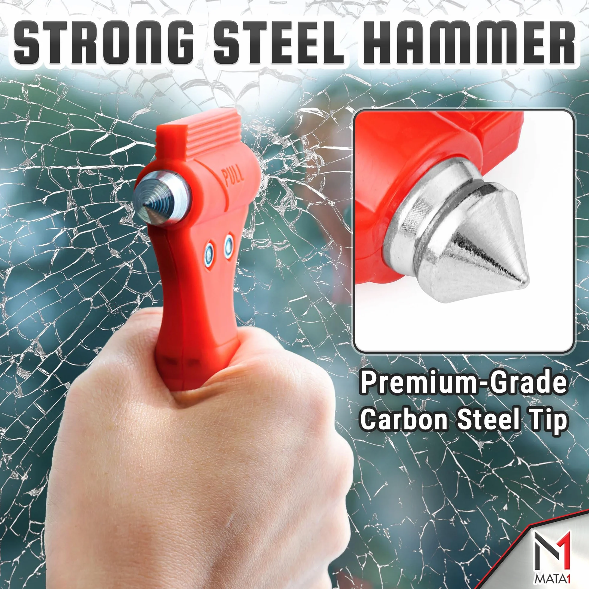 Mata1 Emergency Hammer Seatbelt Cutter 2 Pack Car Window Breaker Auto Escape Tool