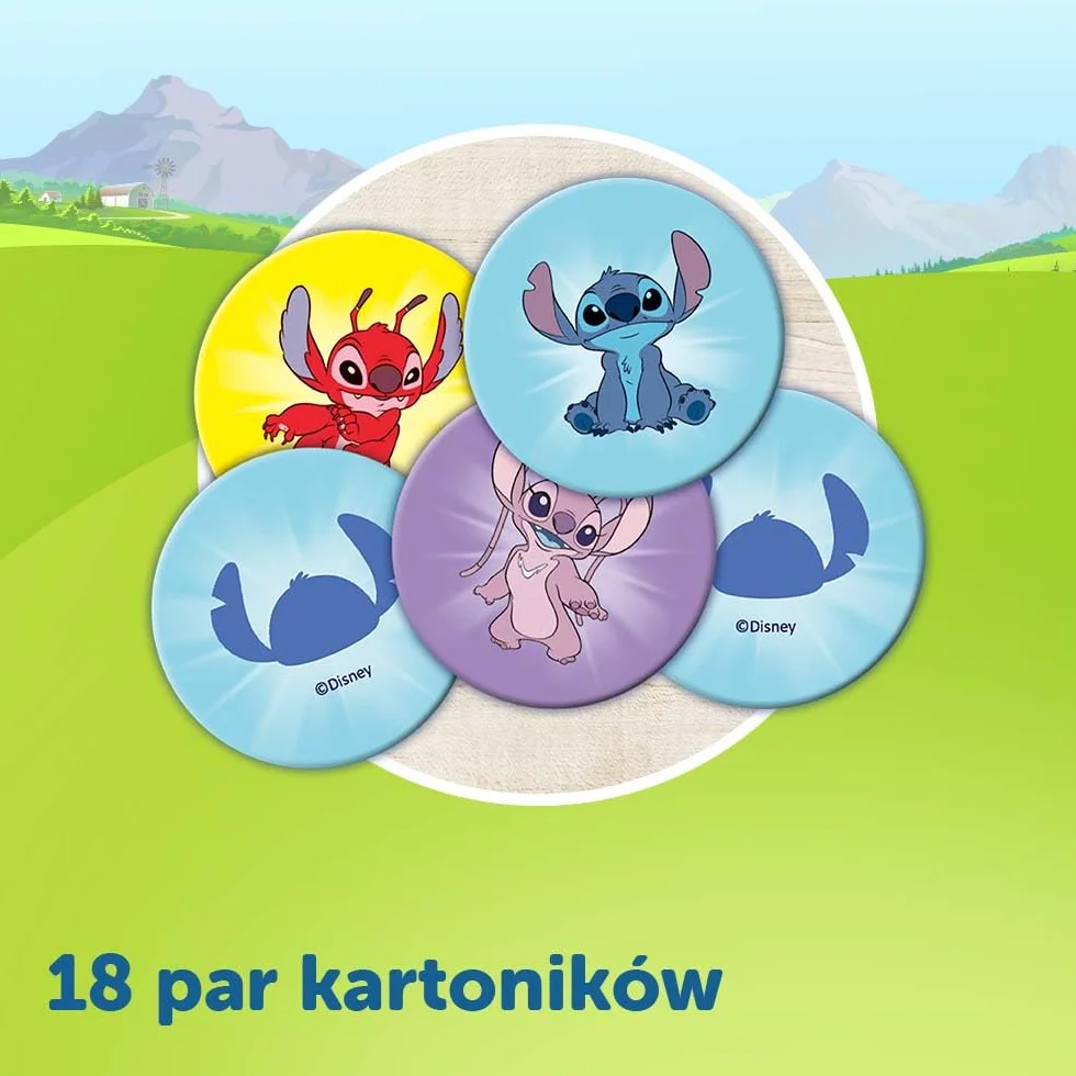 Trefl - Memos Lilo&Stitch - Gra Pamięciowa dla Maluchów, Odnajdywanie Par Obrazków, Memory z Bohaterami Bajki, dla Dzieci od 3 lat