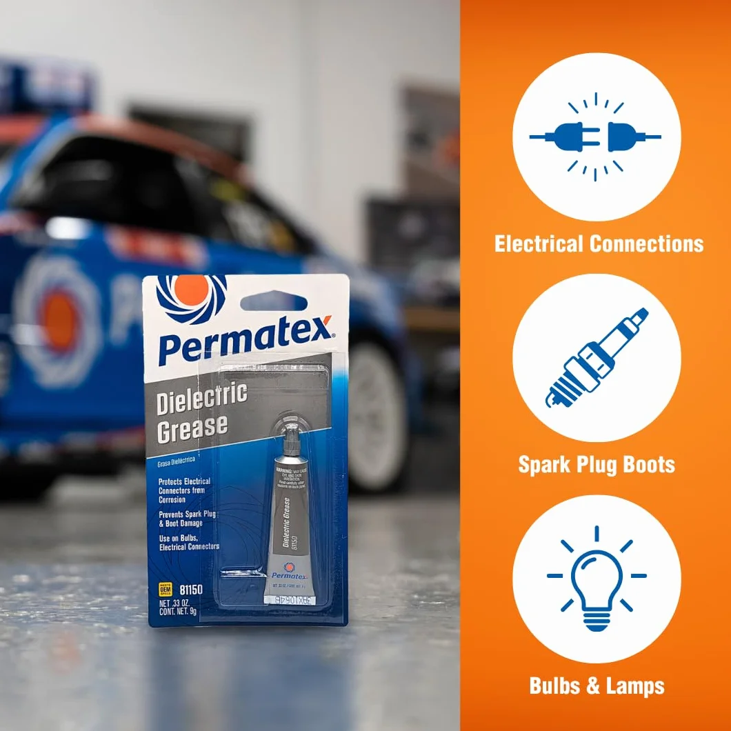 Permatex 81150 Grease Dieelectric Tune-Up, chroni połączenia od soli, brudu i korozji, zapobiegaj iskrzeniom i uszkodzeniom 1 x 9g