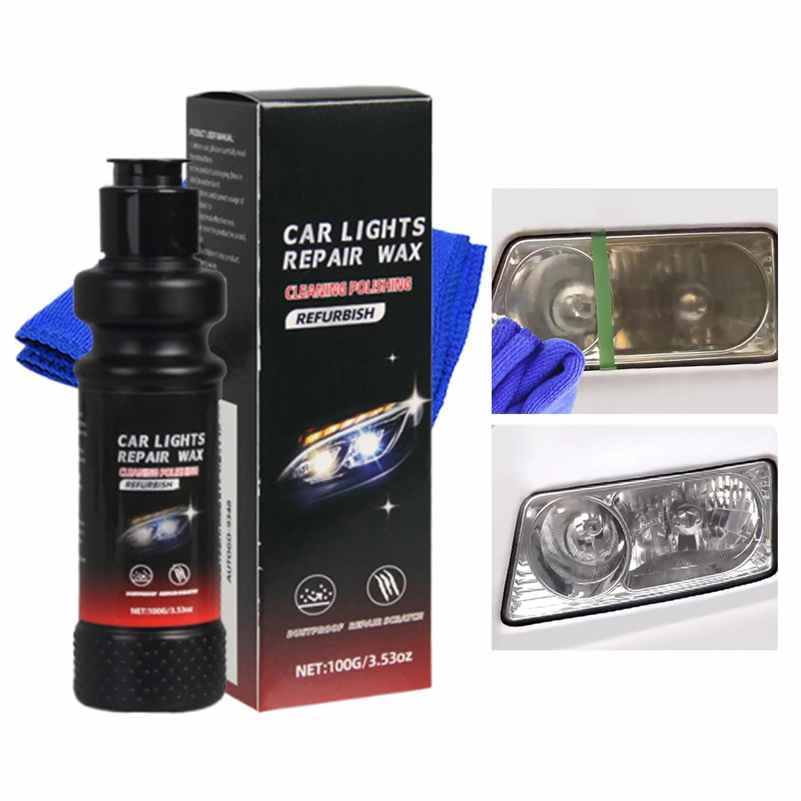 Zestaw do czyszczenia reflektorów – 120 ml politura do reflektorów samochodowych – środek czyszczący do samochodów osobowych i ciężarowych, kamperów, renowacji, kierowców, podróży, renowacji