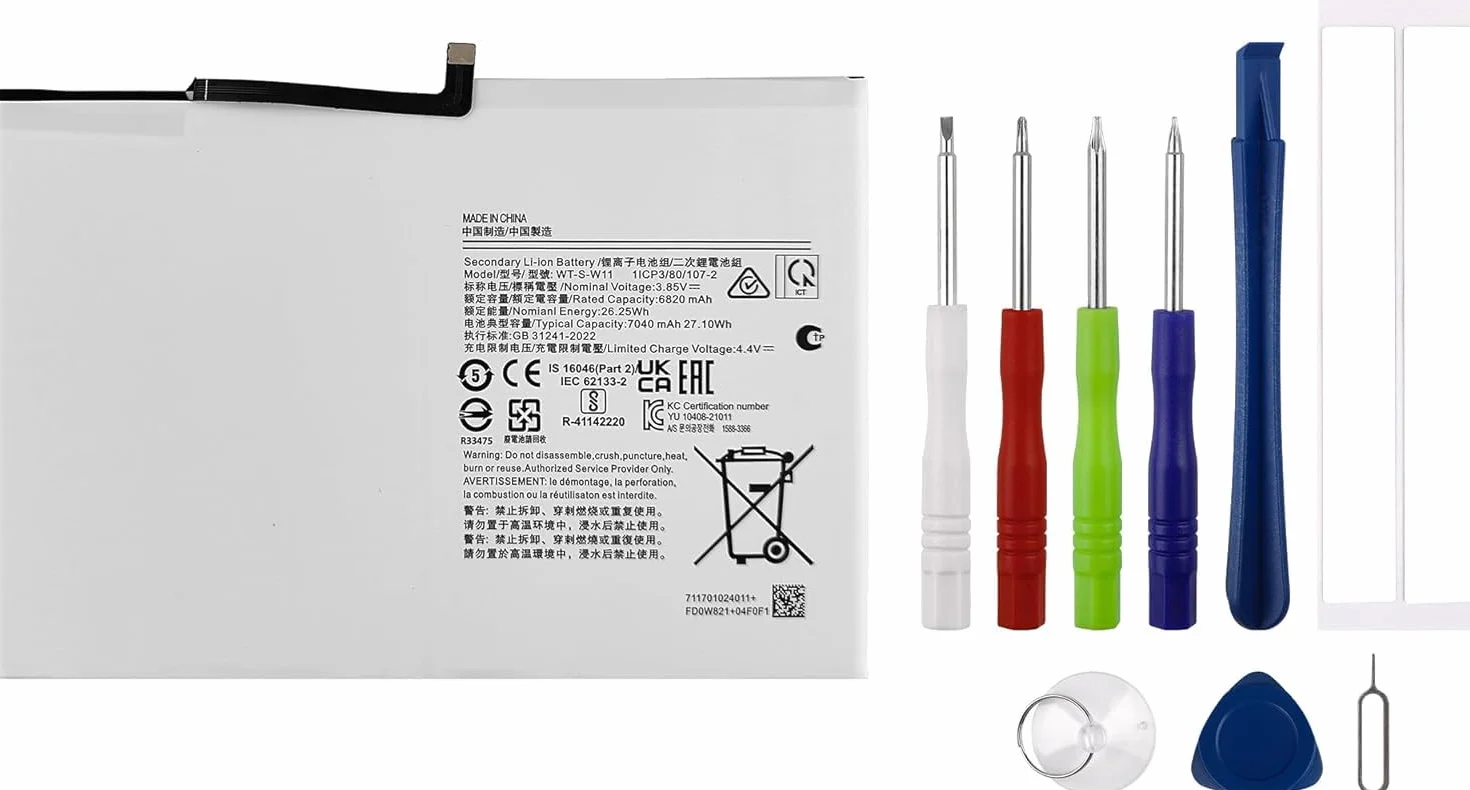 6820 mAh WT-S-W11 akumulator zastępczy kompatybilny z Galaxy Tab A9 + SM-X210, SM-X215, SM-X216B bateria zamienna z zaktualizowanym zestawem narzędzi naprawczych
