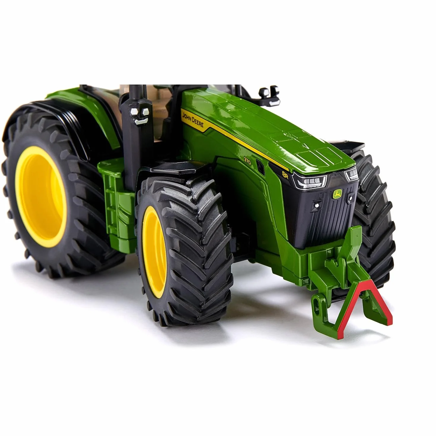 Siku 3290, John Deere 8R 370, 1:32, Metal,Tworzywo sztuczne, Zielony, Z obciążeniem przednim, Otwierana pokrywa silnika