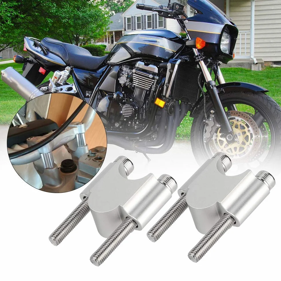 Riser Kierownica Uniwersalny Ze Stopu Aluminium 7/8'' 22 mm z Zaciskiem Zwiększonym do Motocykla Dirt Bike ATV (Srebrny chrom)