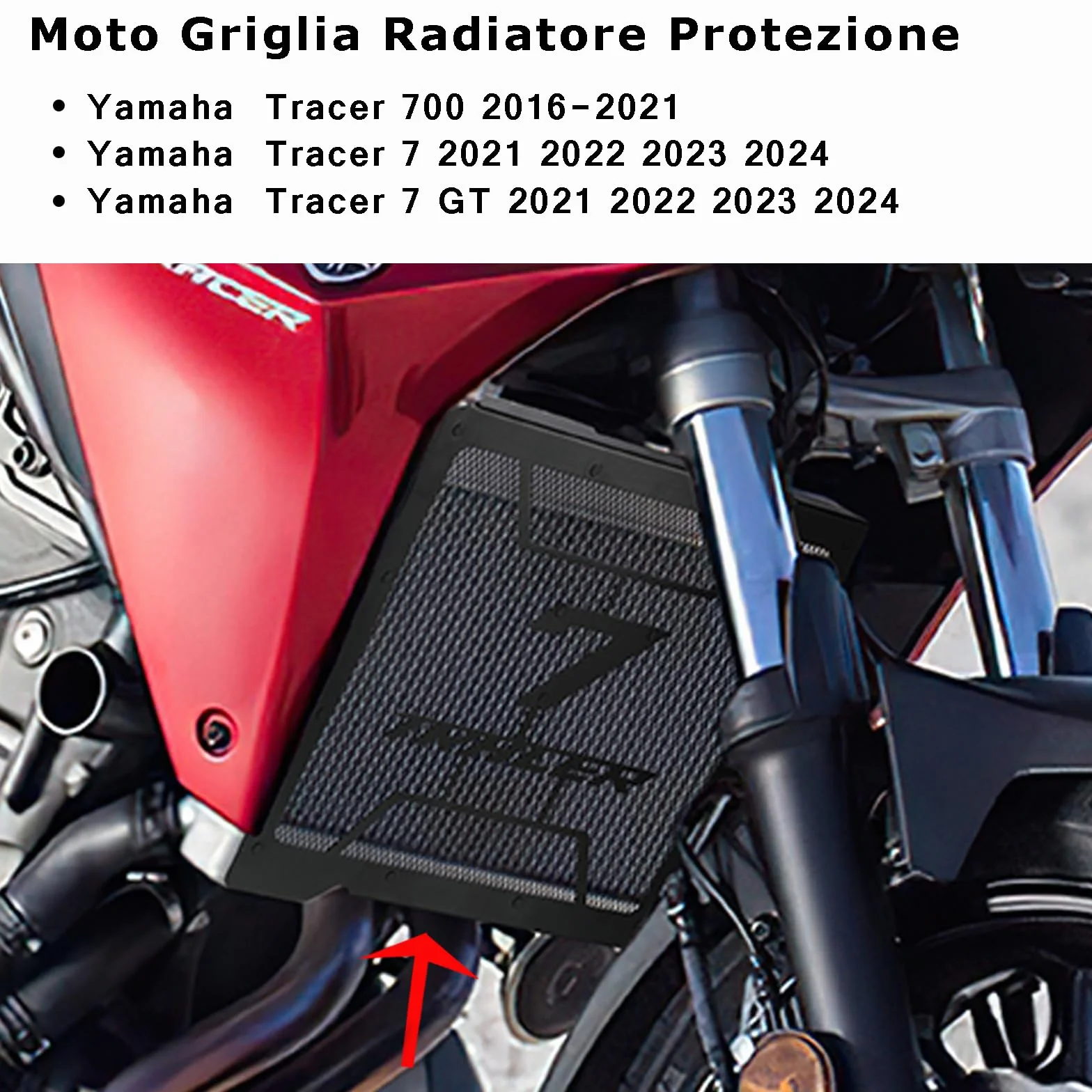 Tracer 7/700 Osłona Chłodnicy Motocyklowej dla TRACER 7 GT Tracer 700 2016-2021 2022 2023 2024 - Czarny