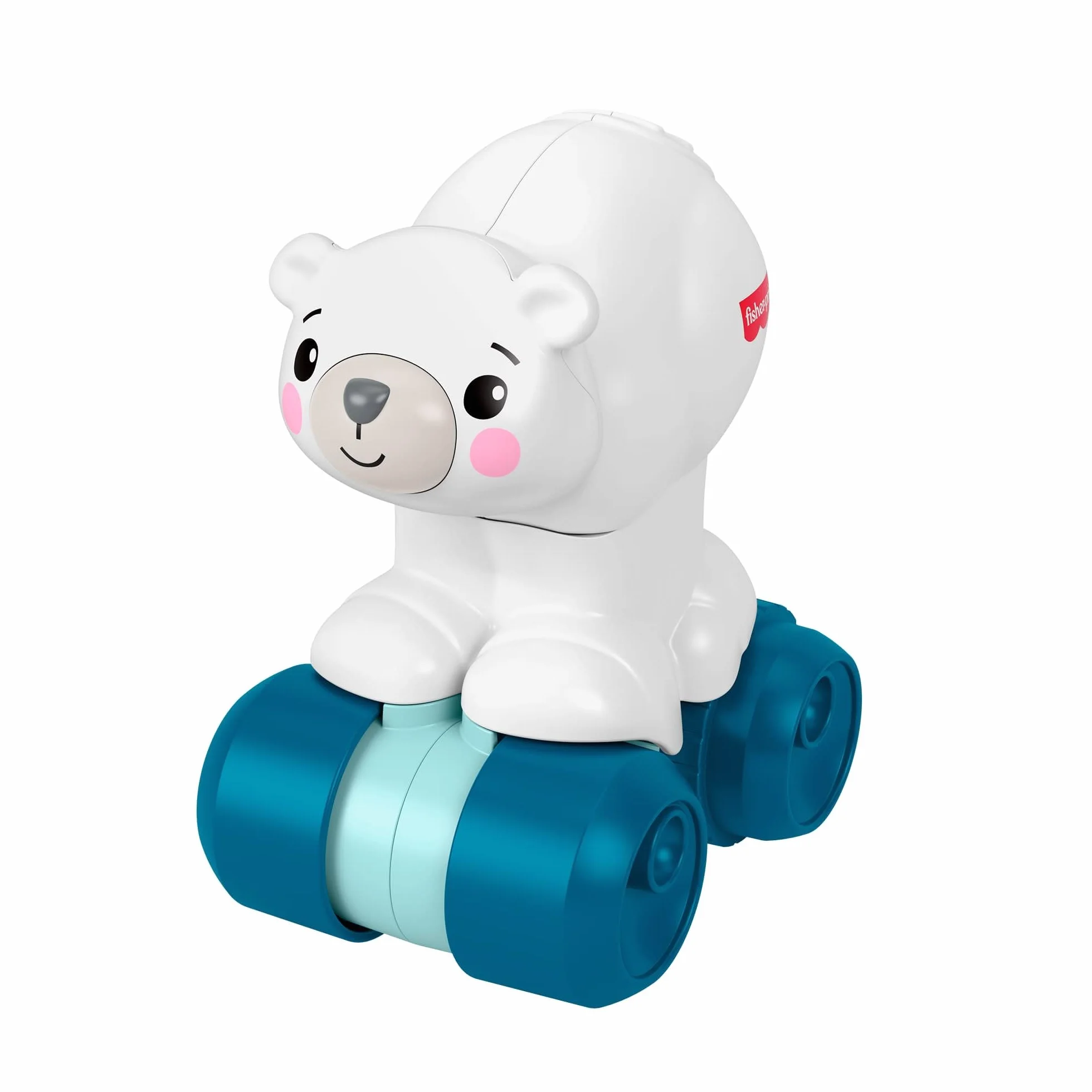 Fisher-Price Miś polarny na kółkach „Raczkuj za mną” Pojazd z motywem zwierzątka, zabawka do nauki raczkowania dla niemowląt od 9 miesiąca życia, JDL63
