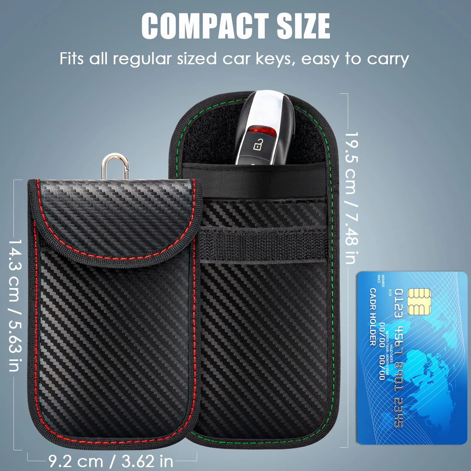 Faraday Pouch – 2-pak bloker sygnału kluczyka samochodowego, ochrona RFID, do samochodu bez kluczyka