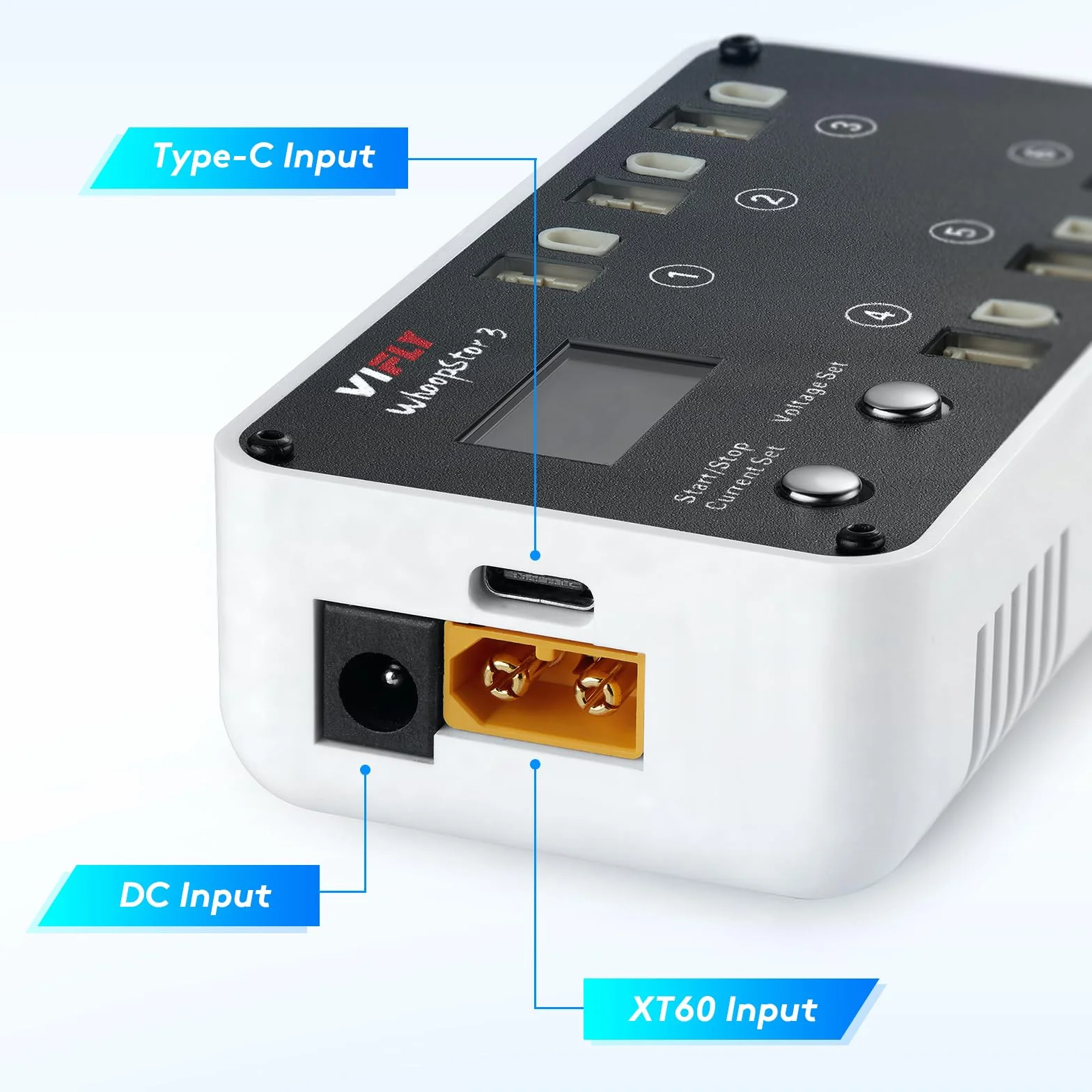 VIFLY WhoopStor V3 1S Ładowarka do magazynowania i rozładowywania akumulatora LiPo z wyświetlaczem LCD Mała ładowarka Whoop z łącznikami PH2.0 i BT2.0