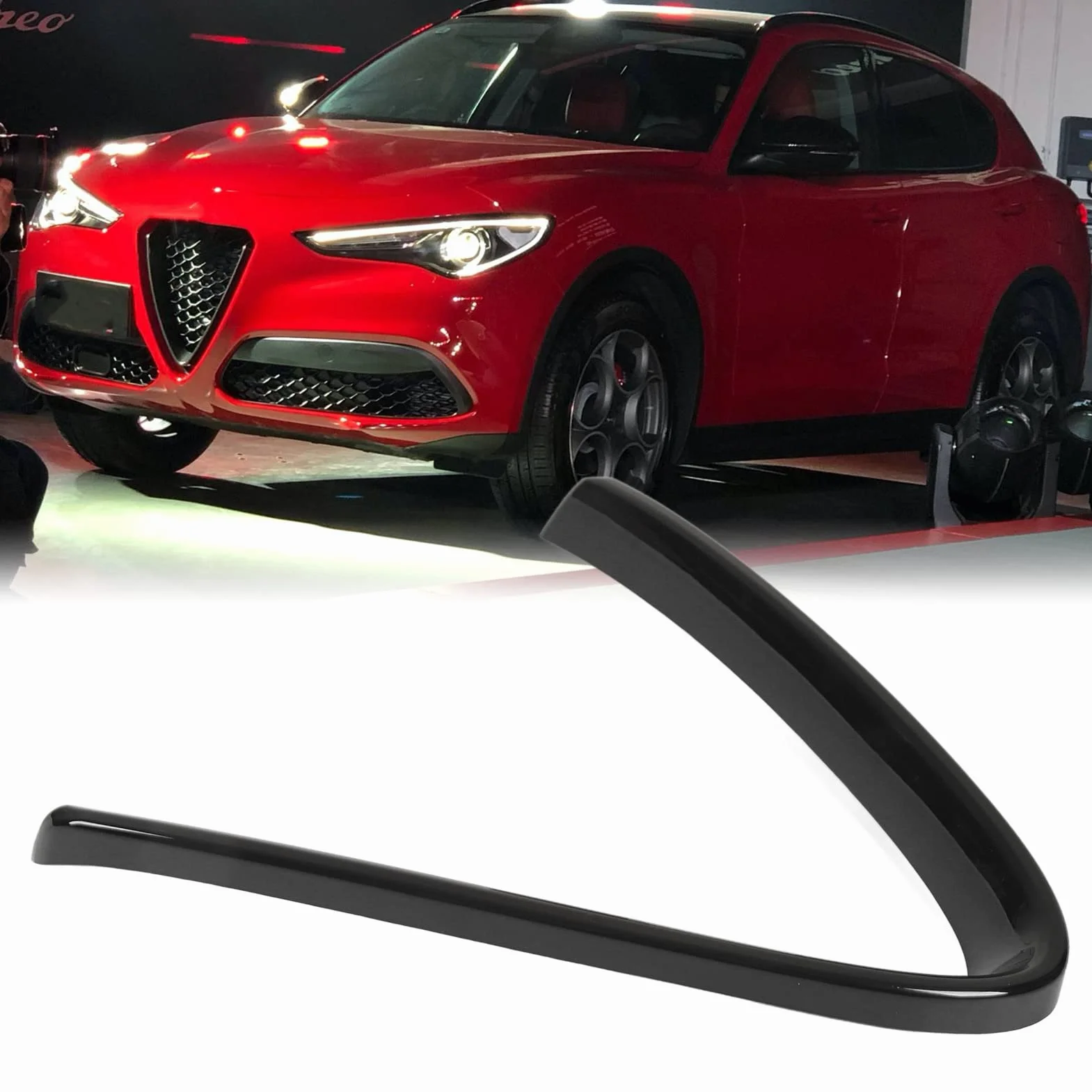 Rama Przedniego Grilla do Alfa Stelvio, Czarna Błyszcząca, Odporna na Zadrapania