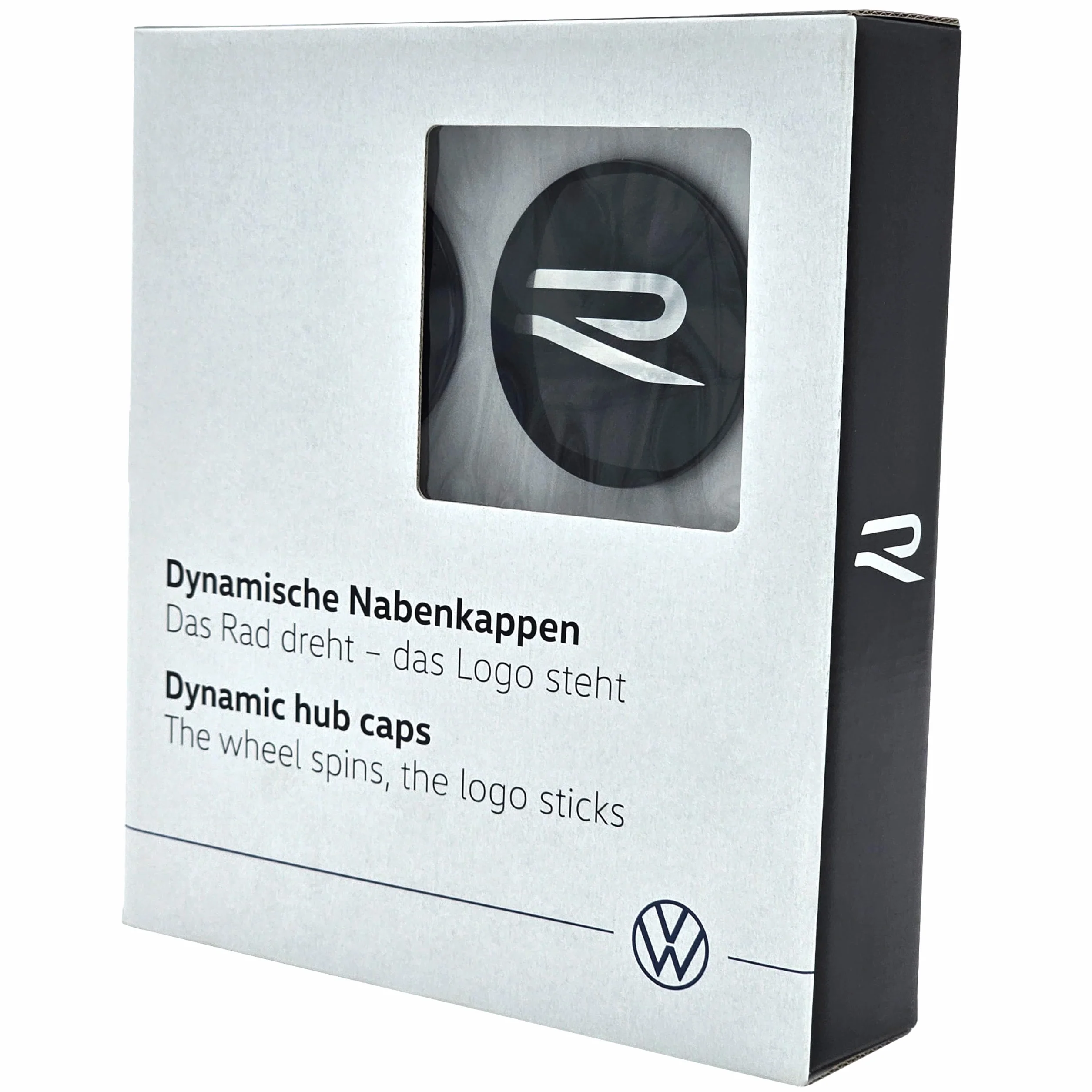 Volkswagen Dynamiczne kołpaki na piasty 4 sztuki z logo R czarne chromowane