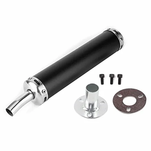 Tłumik wydechowy, tłumik wydechowy motocykla ze stali nierdzewnej Tłumik 20mm / 0,8 cala Motocyklowy tłumik wydechowy do motocykla 2-suwowego(czarny)