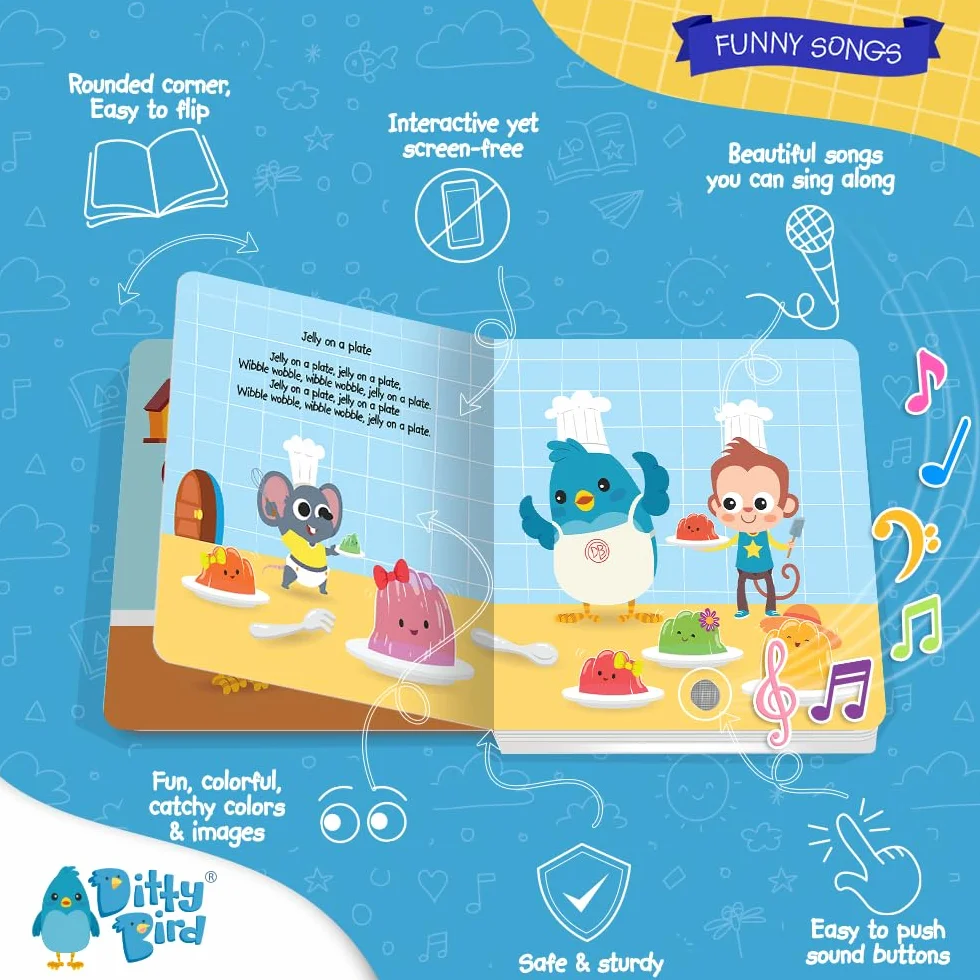 Ditty bird - livre musical sensoriel bébé des comptines amusantes: Jelly on a plate