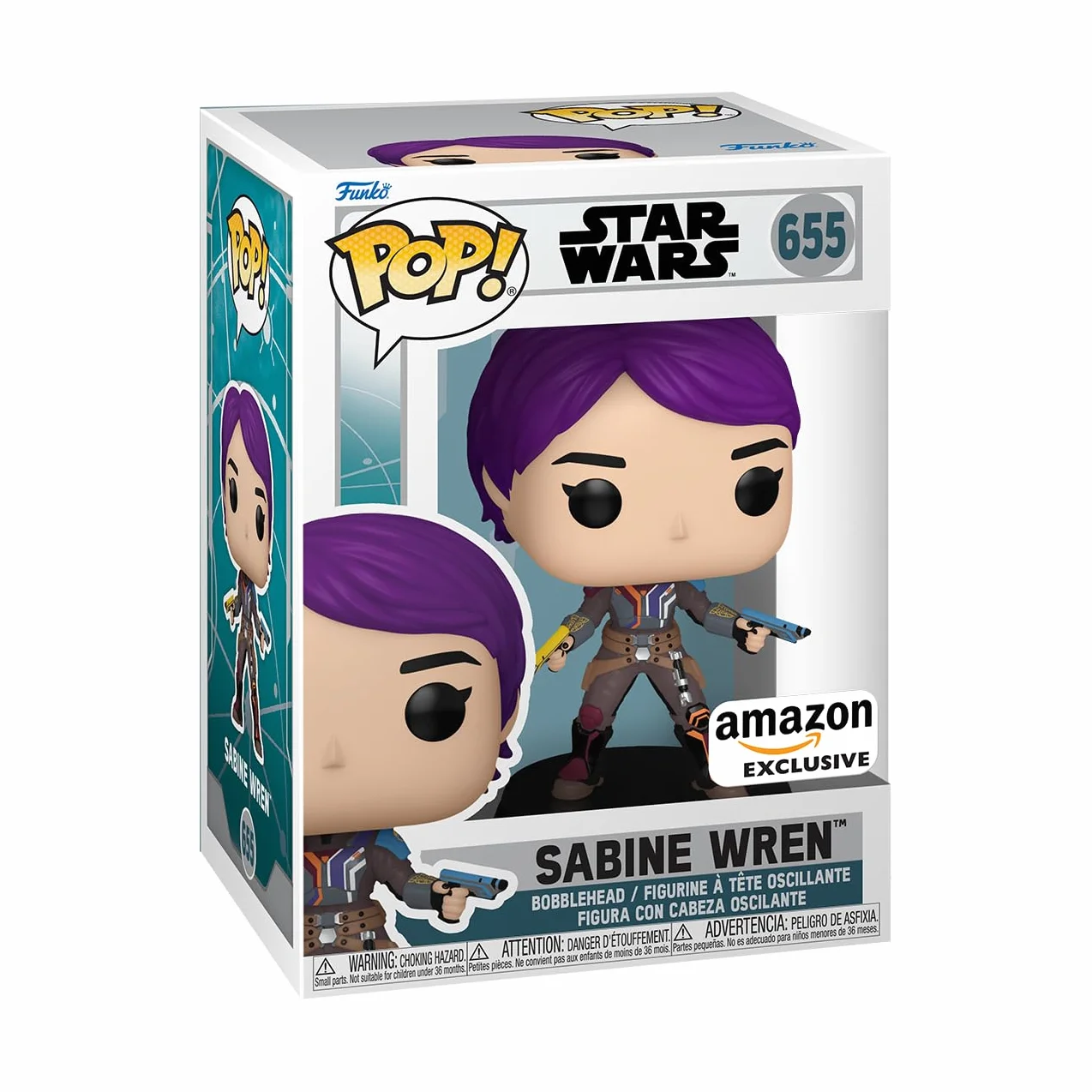 Funko POP! Star Wars: Ahsoka TV - Sabine Wren - Glow In the Dark - Amazon Exclusive - Kolekcjonerska figurka winylowa - Pomysł na prezent - Oficjalny towar - Zabawki dla dzieci i dorosłych - Fani TV