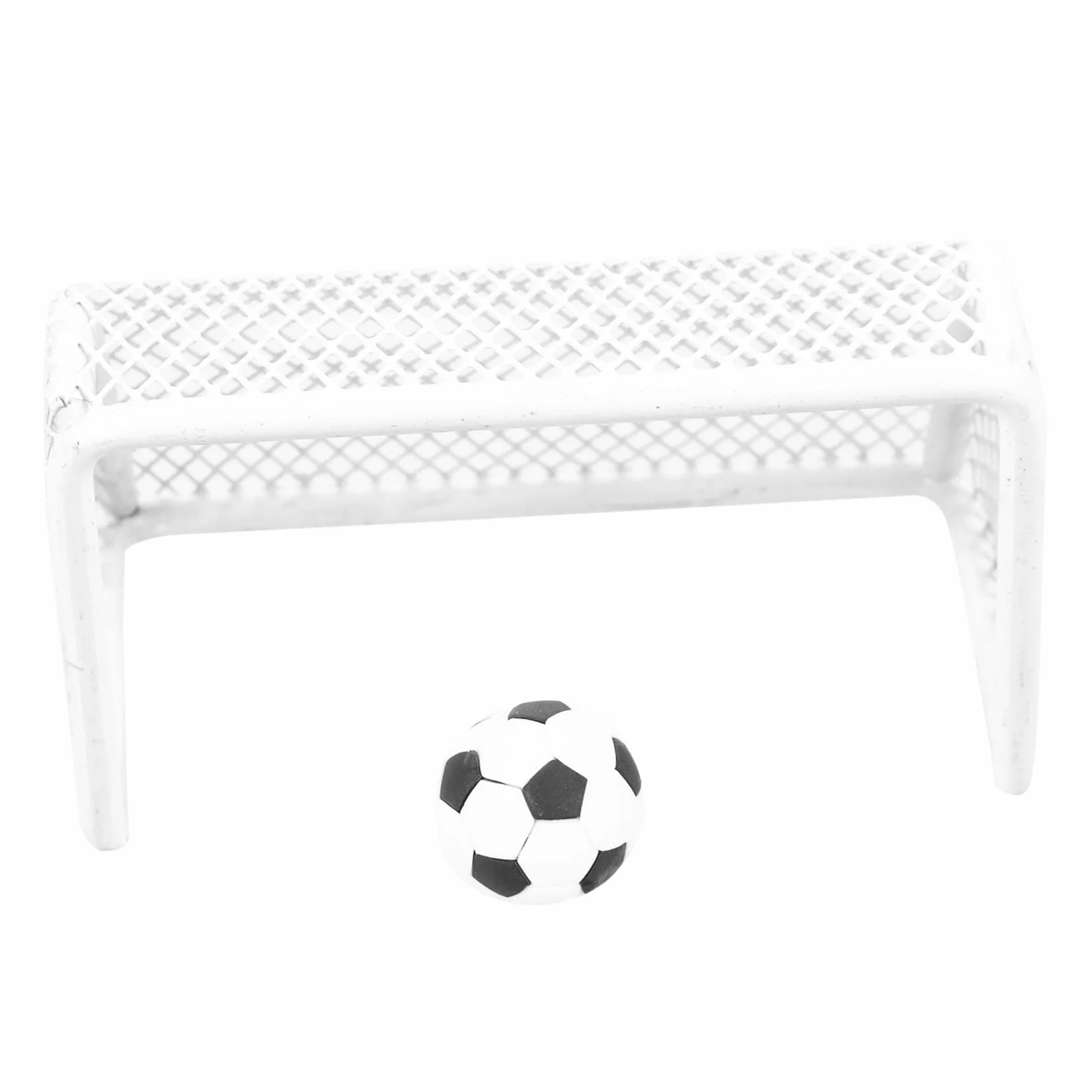 Miniaturowy Zestaw Piłki Nożnej Do Domku dla Lalek z Trwałą Metalowo Plastikową Bramką i Piłką Przenośna Dekoracja Sportowa dla Miniaturowych Domków