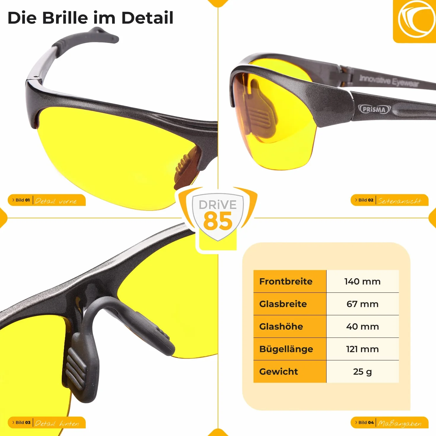PRiSMA CLASSIC DRiVE85 okulary Day&Night - E923D, żółty
