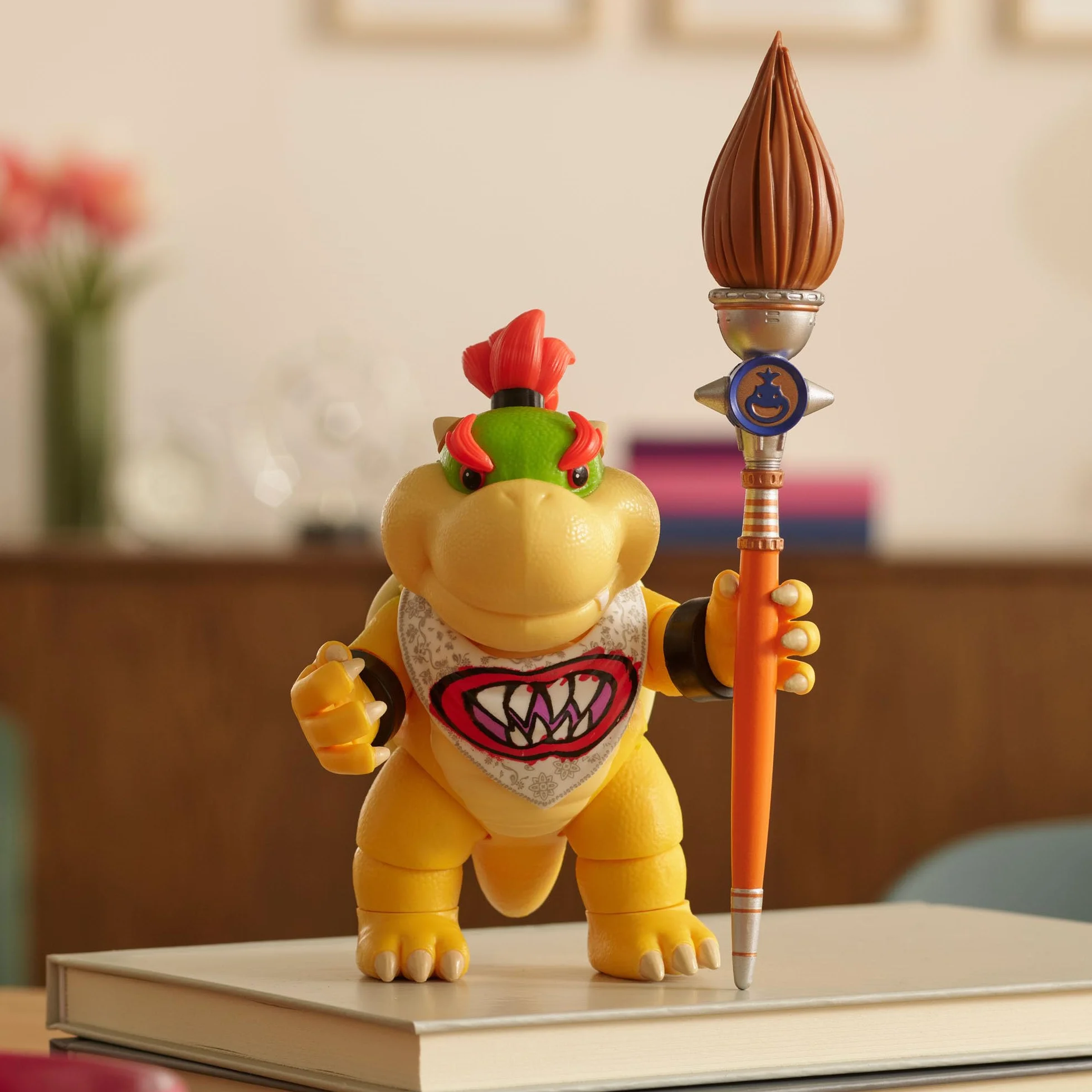 Figurka Bowser Jr. z filmu Super Mario Galaxy Movie, 5" / 12,7 cm, z akcesoriami, oficjalna licencja Jakks Pacific, 17 punktów artykulacji, w zestawie pędzel, dla dzieci w wieku 3+