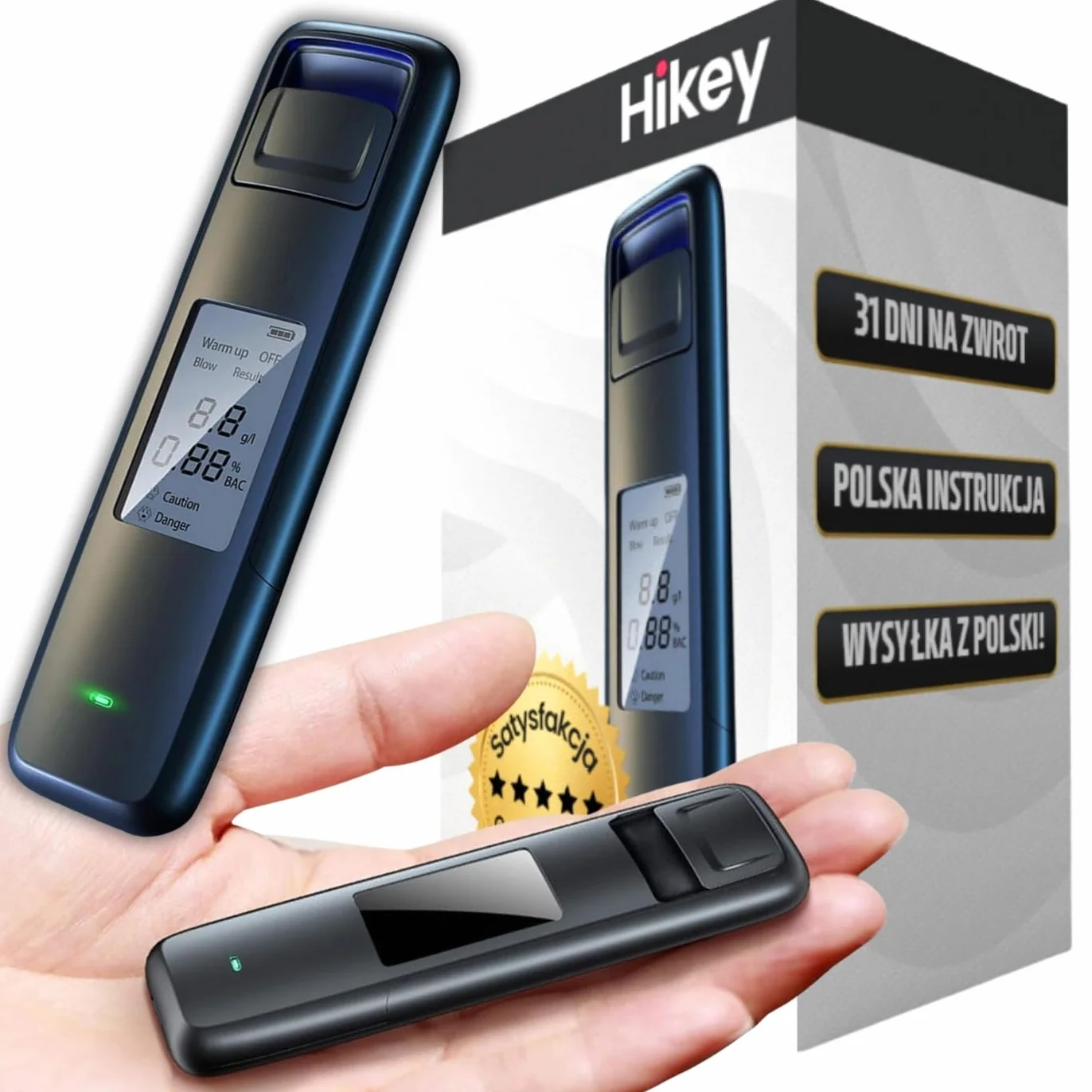 Hikey Alkomat policyjny dokładny alkomat z cyfrowym wyświetlaczem LCD, bez ustników, dokładne wyniki, szybkie pomiary