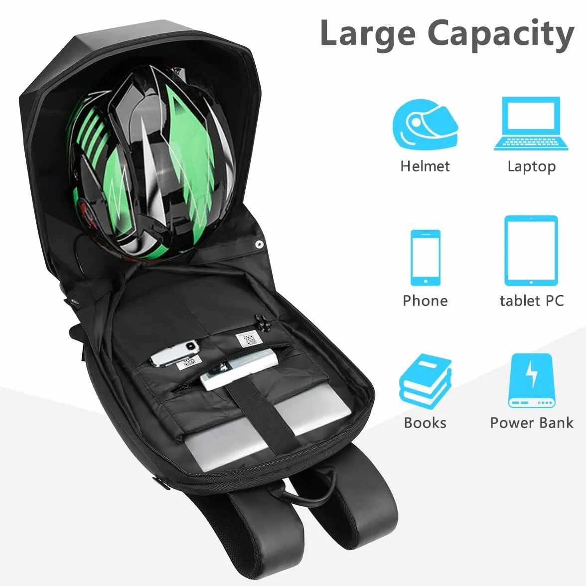Plecak LED Pixel Art motocyklowy wodoszczelny twarda skorupa 3D torba na kask iOS Android