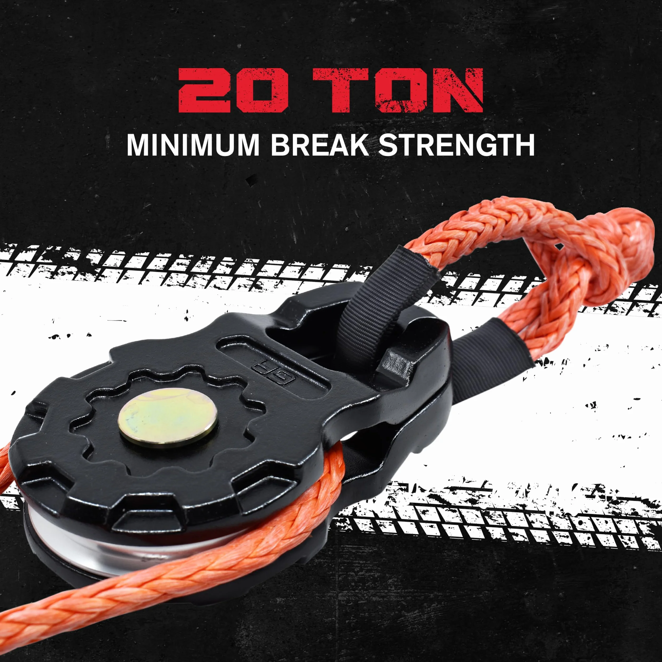 GearAmerica Bloczek Ultra Snatch Pulley, czarny, wytrzymałość 20 t, aluminiowy, do wyciągarki do liny syntetycznej i miękkich szekli, bloczek snatch do odzyskiwania off-road – 20 ton, czarny