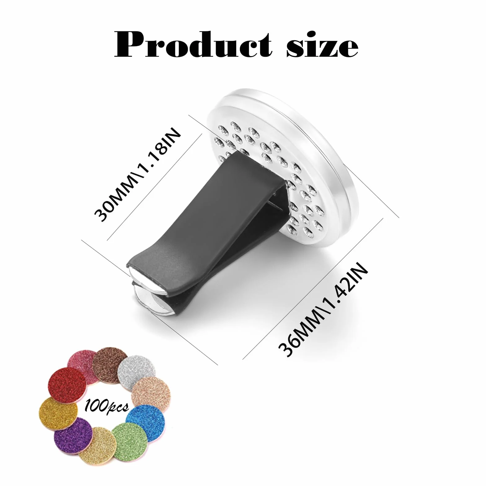 Jimkply 1 sztuka samochodowa aromaterapia ze stali nierdzewnej, mini dyfuzor zapachowy, magnetyczny mini dyfuzor z 100 zapasowymi podkładkami filcowymi, do olejków eterycznych, odświeżacz powietrza do