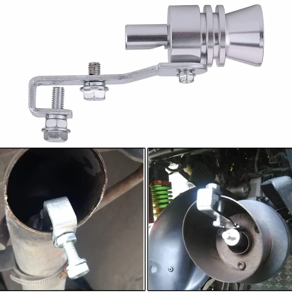 Zestaw 2 gwizdków Uspuff, gwizdek turbosprężarki wydechowej samochodu, gwizdek dźwiękowy turbo samochodu, symulator dźwięku turbo samochodu, L do rur wydechowych, złoty i srebrny