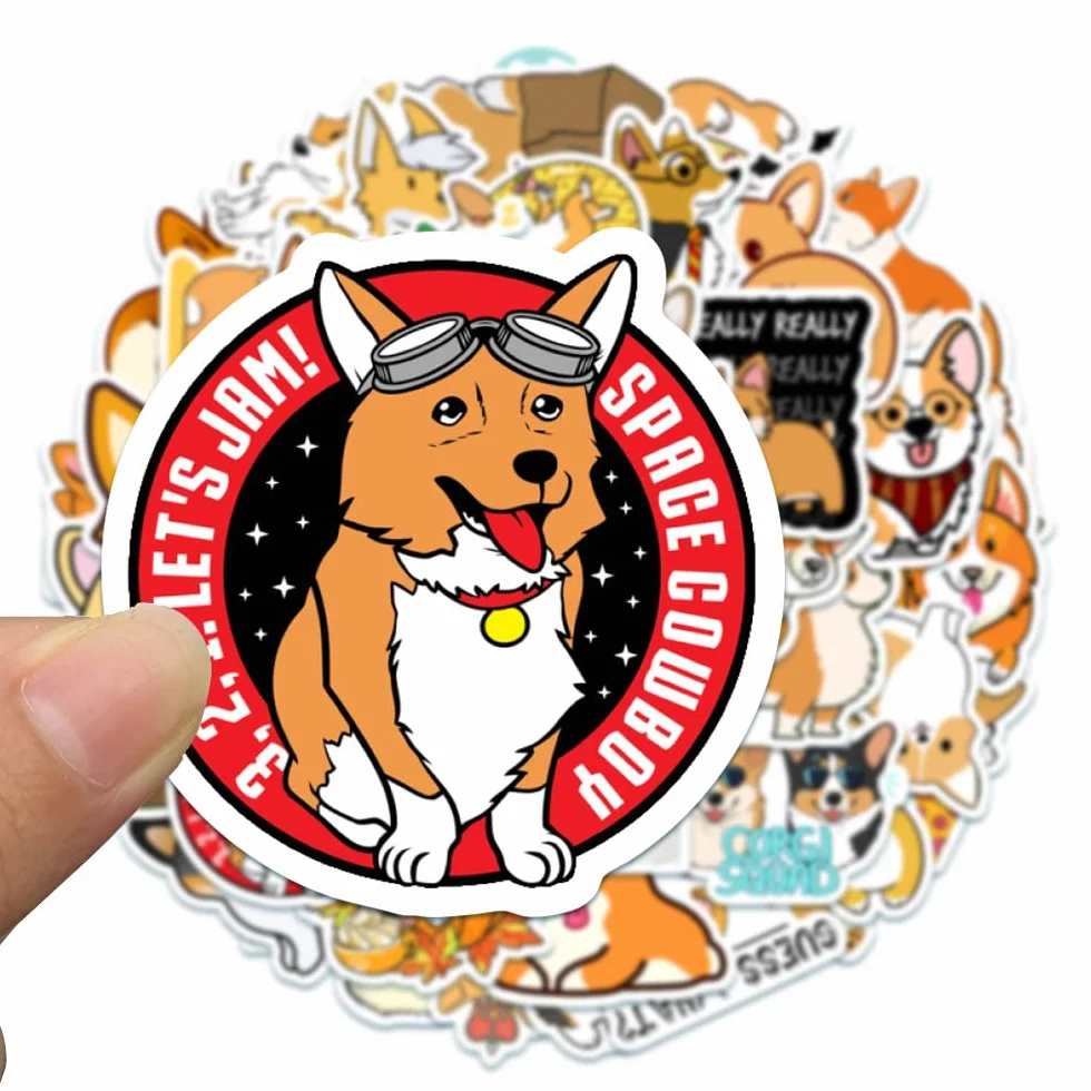 50 sztuk naklejek z obrazkami małych zwierząt, naklejki Corgi, różne słodkie akcje tematyczne naklejki, naklejki DIY do dekoracji laptopa, roweru