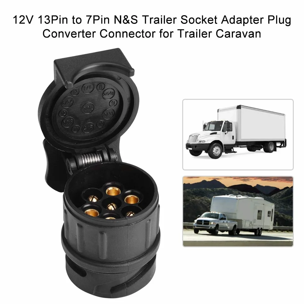 Adapter 13Pin do 7Pin, 12V 13Pin do 7Pin N & S Adapter Gniazda Przyczepy Konwerter Wtyczki Złącze do Przyczepy Kempingowej