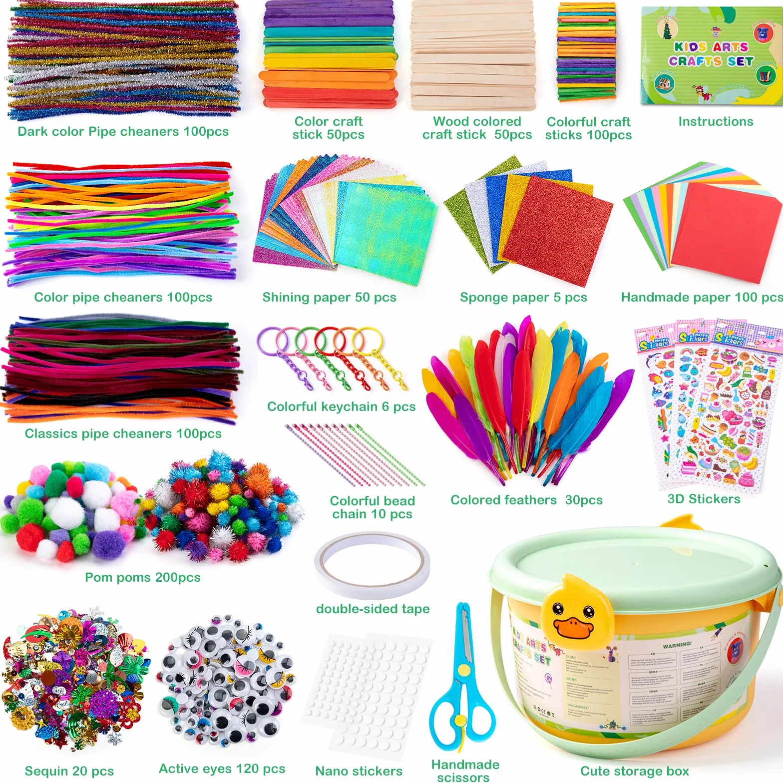 Sundaymot Bastelset Kids, DIY Kreatywny Scrapbooking Basteln Koffer do rzemiosła z czyścicielem piwek, zestaw rzemiosła dla dziewcząt chłopców 3+ lata Prezenty