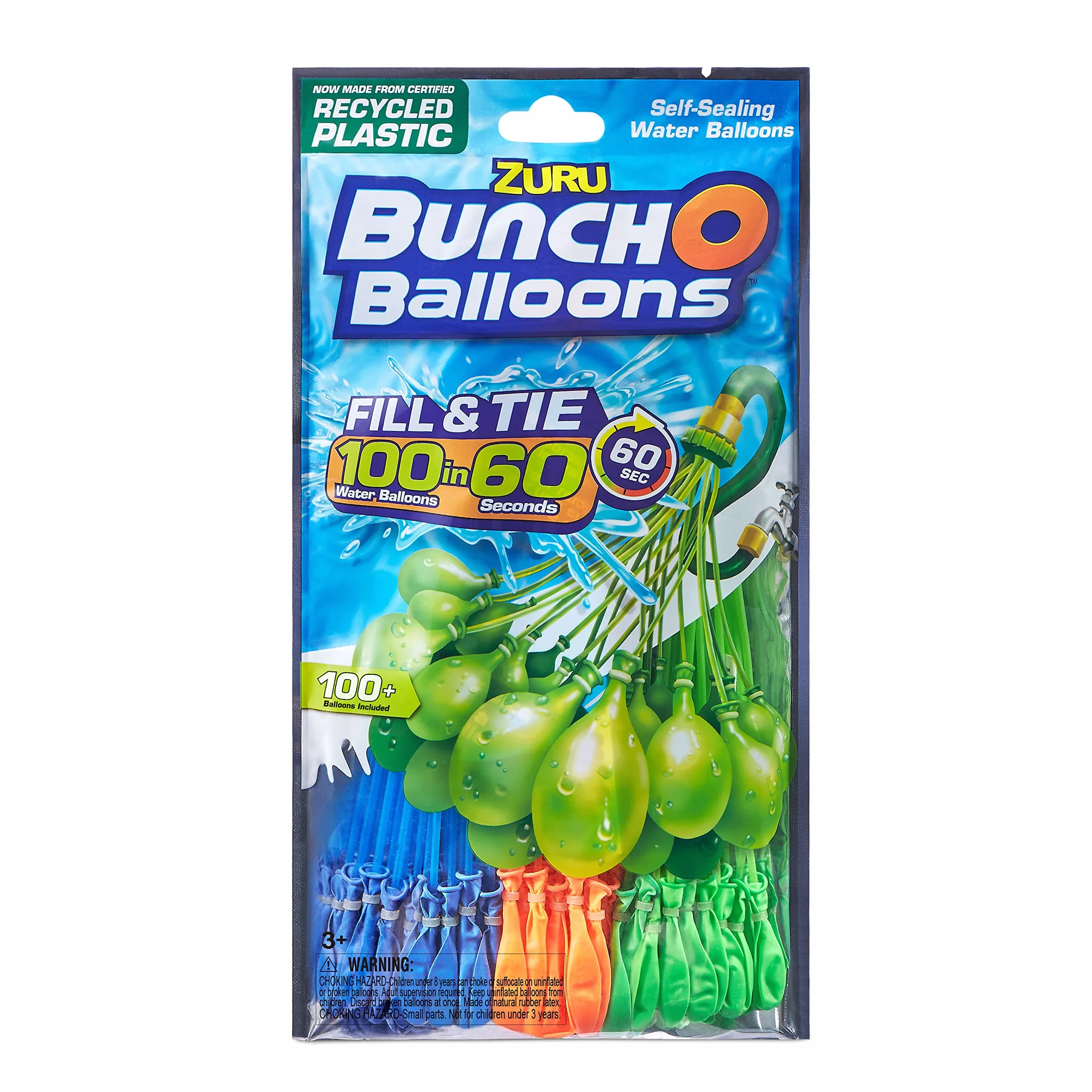 Balony Zuru Bunch O (kolor może się różnić, 3 pęczki, 100 samogwintujących, balonów do szybkiego napełniania), 1 opakowanie