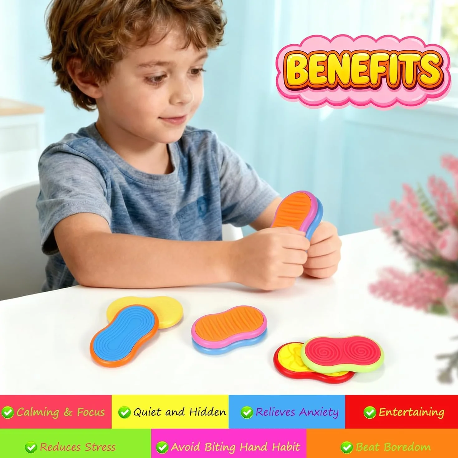 magnetyczne zabawki fidget slider, silikonowe, sensoryczne zabawki dla autyzmu i ADHD, redukujące stres, zabawki antystresowe, dla dorosłych i dzieci, 6 sztuk