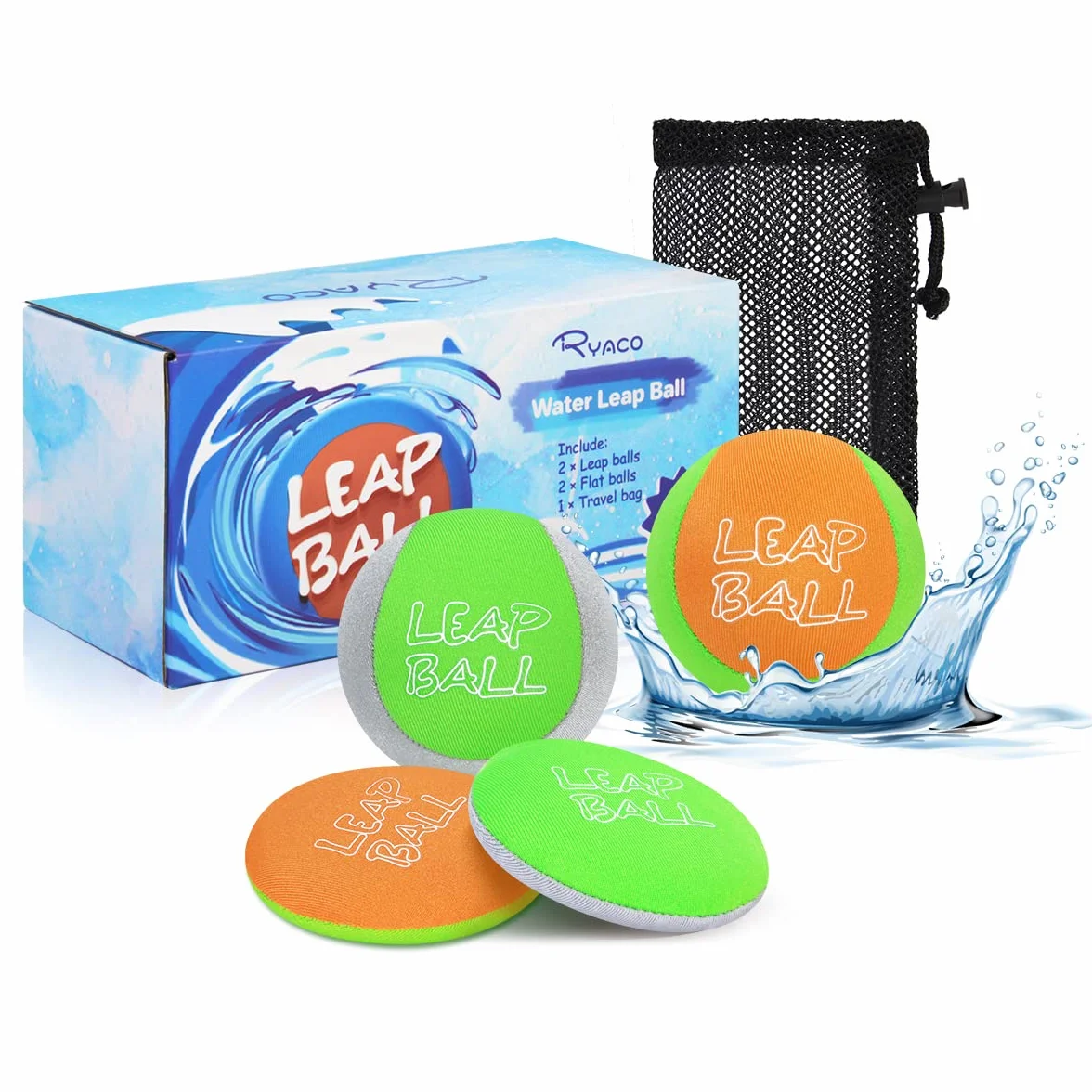 Ryaco Leap Water Bouncing Ball-4 Pack Bouncing Ball Zabawki plażowe dla wszystkich grup wiekowych ekstremalna zabawa w wodzie z przyjaciółmi i rodziną na plaży nad jeziorem