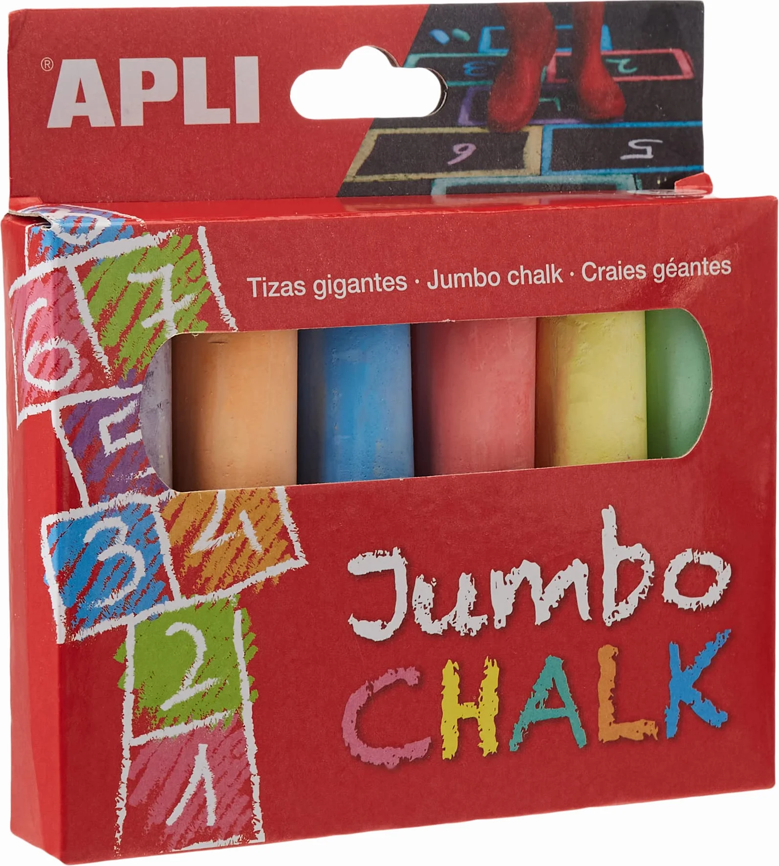 Apli Kids 14367 Jumbo kolorowa kreda różne opakowanie 6 szt.