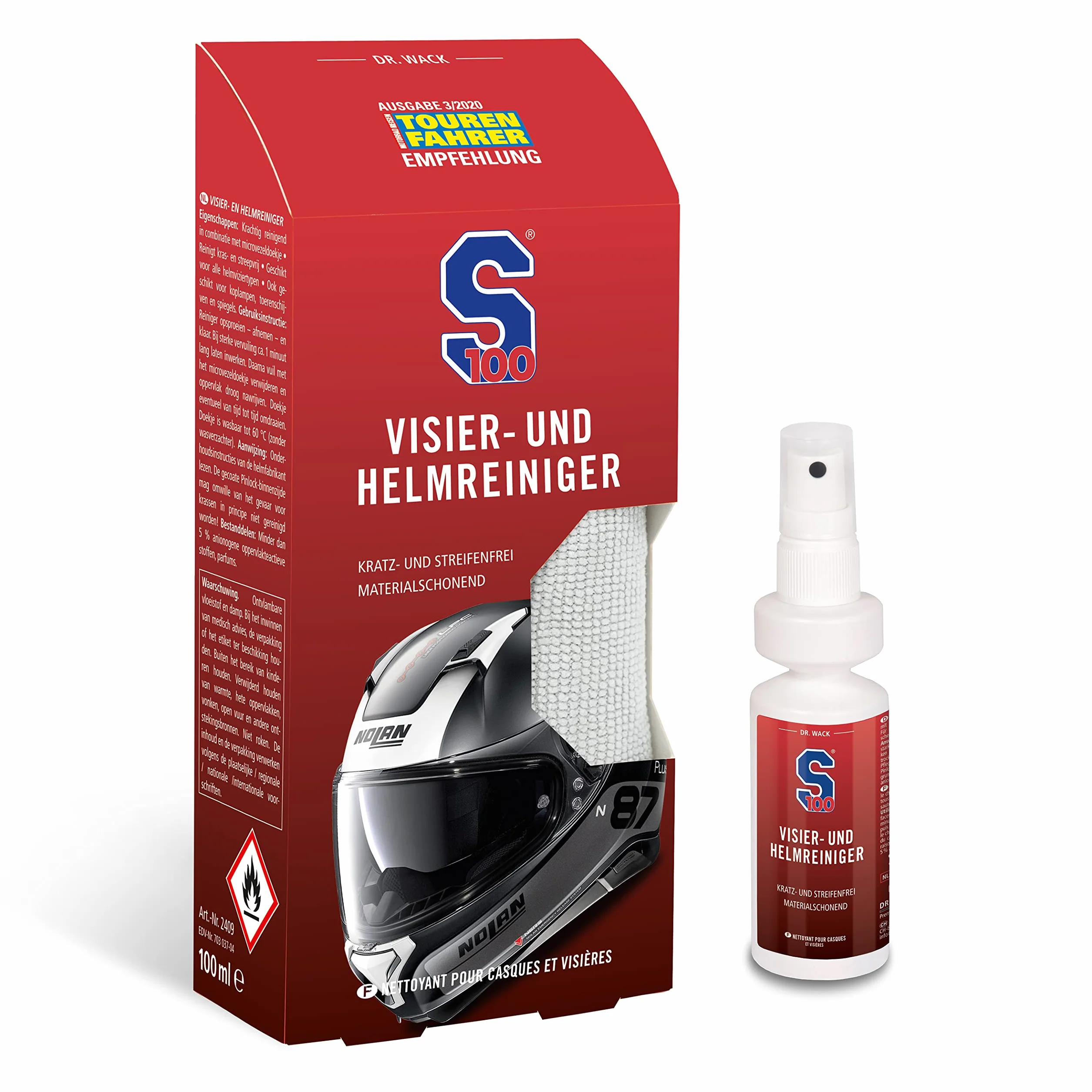 Dr. Wack S100 środek do czyszczenia wizjera i kasku 100 ml z mikrofibry