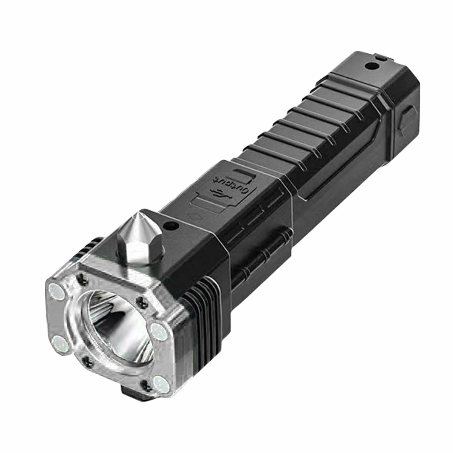 Vesone Wielofunkcyjne Narzędzie Ewakuacji Samochodu Latarka Bezpieczeństwa Przecinak Pasów Łamacz Szyb USB