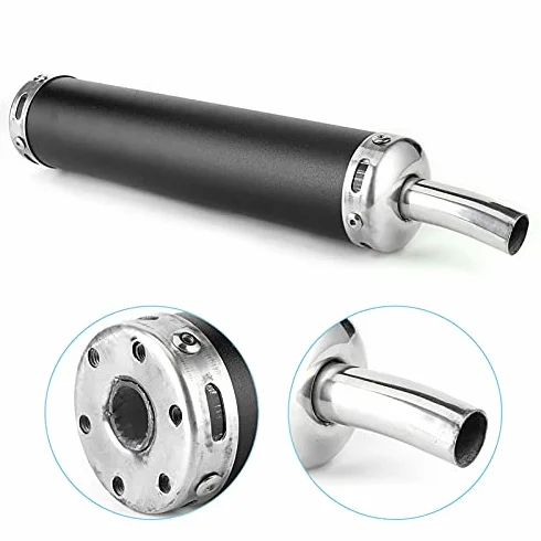 Tłumik wydechowy, tłumik wydechowy motocykla ze stali nierdzewnej Tłumik 20mm / 0,8 cala Motocyklowy tłumik wydechowy do motocykla 2-suwowego(czarny)