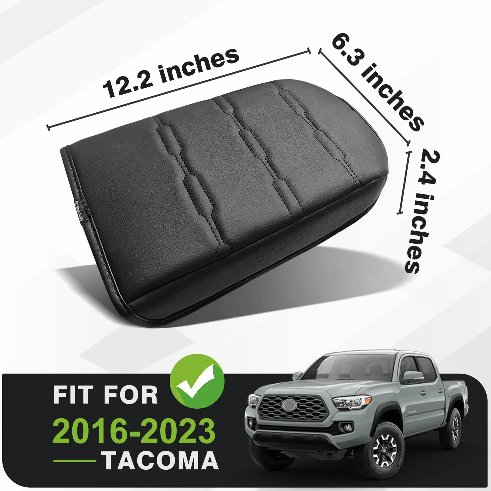 Muslogy Pokrowiec na podłokietnik konsoli środkowej, kompatybilny z Toyota Tacoma 2015-2023, komfortowy podłokietnik, poduszka, wegańska skóra, ochraniacz, regularny gruby