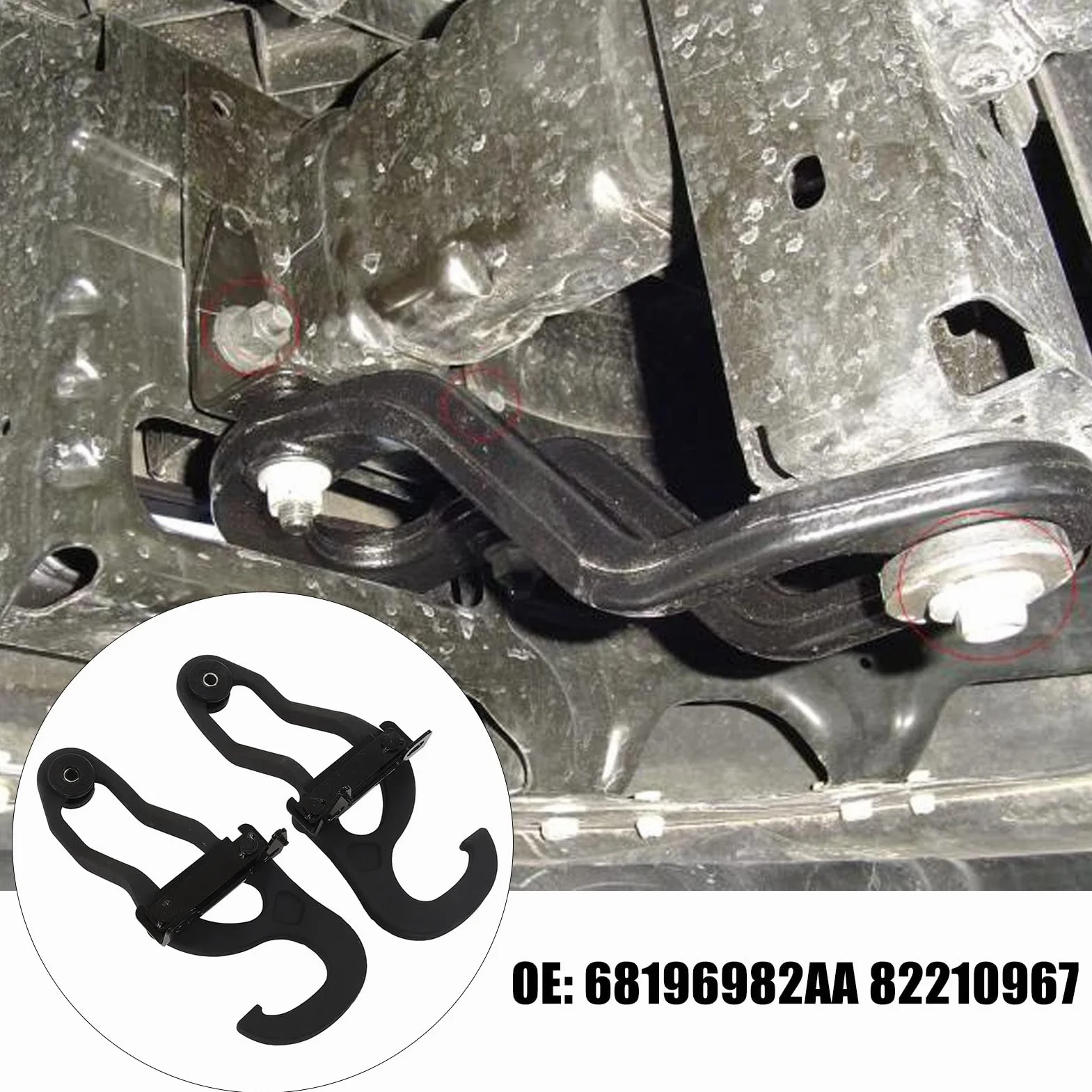 Zestaw Przednich Haków Holowniczych z Ramką Zderzaka 68196982AA 82210967 Zamiennik dla Dodge Ram 1500 2009-2019 Lewy Kierowca Po Prawej Stronie Po Stronie Pasażera Heavy Duty Steel