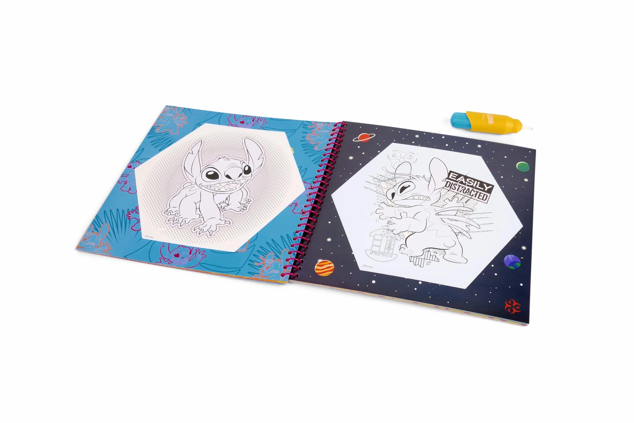 Disney Stitch kolorowanka z wodą, kolorowanka wodna, wielokrotnego użytku dla dzieci od 3 lat, z pisakiem wodnym do ponownego napełniania, 12 stron do kolorowania, prezenty Lilo i Stitch, zestaw do