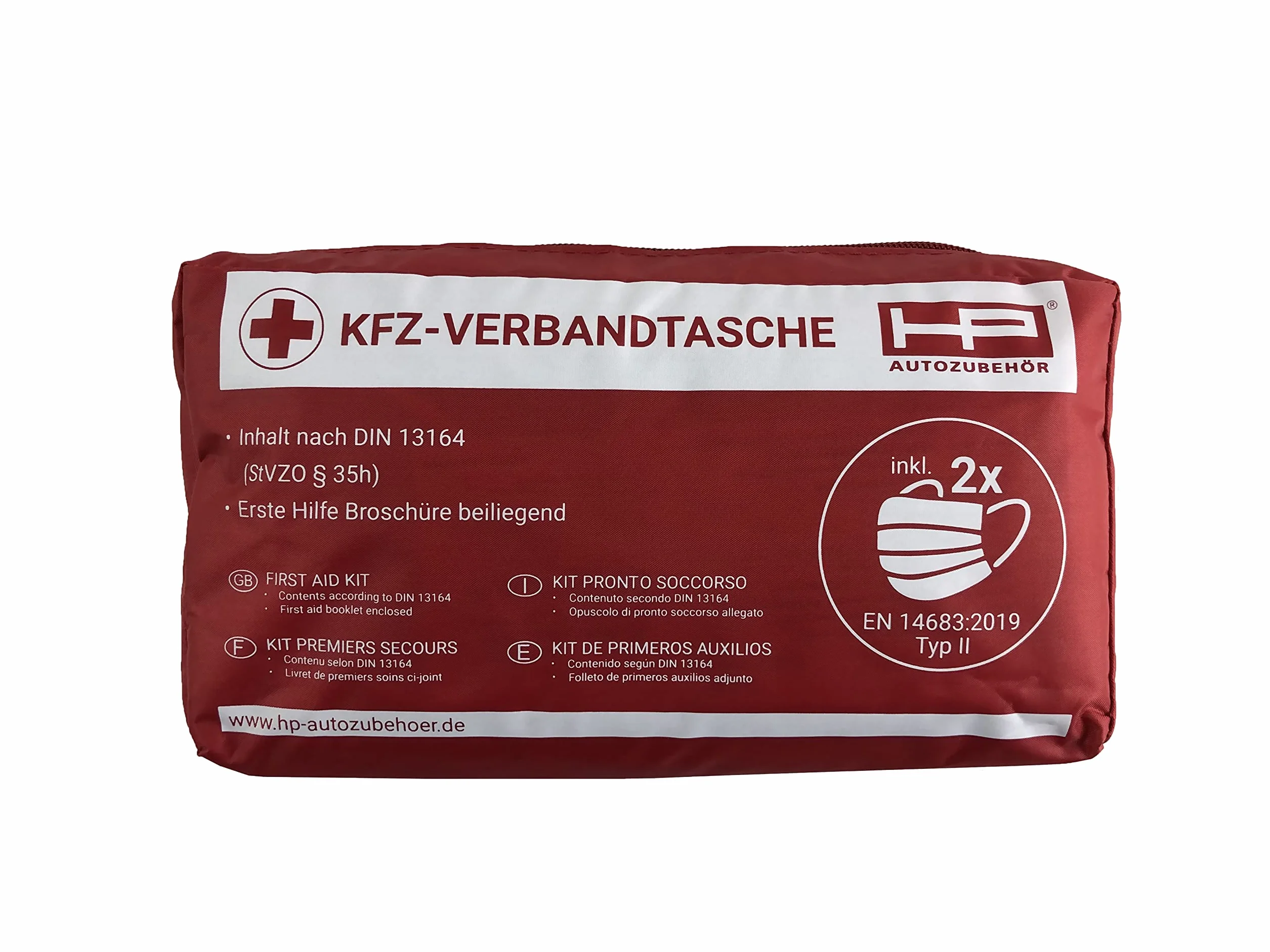 HP Autozubehör 10049 apteczka samochodowa 2022 nowa apteczka pierwszej pomocy, zestaw awaryjny do samochodu, DIN 13164:2022, First Aid Kit czerwona